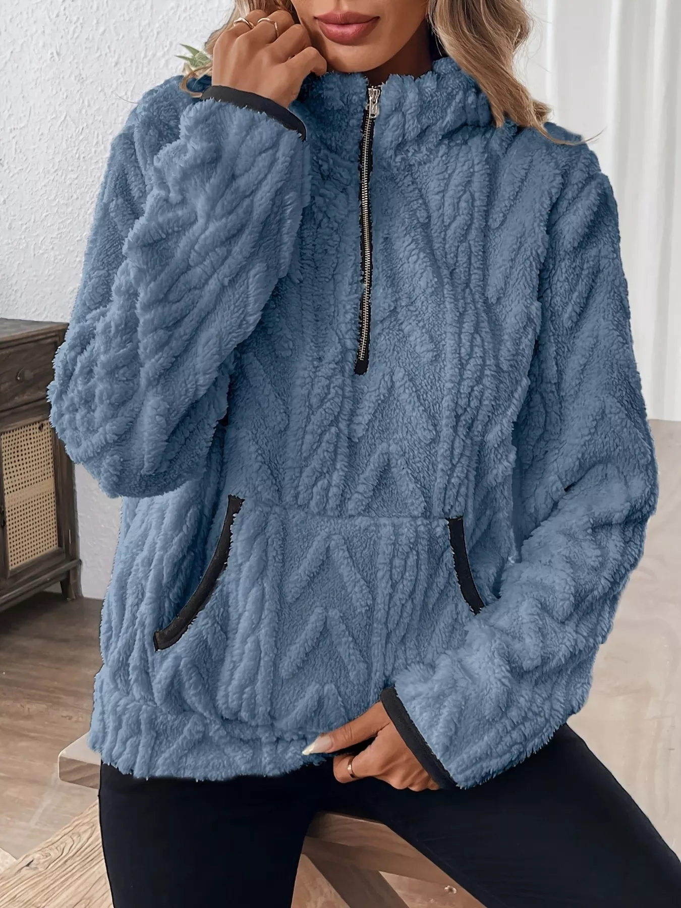 Cozy Sherpa Half Zip Sweatshirt - Image 23