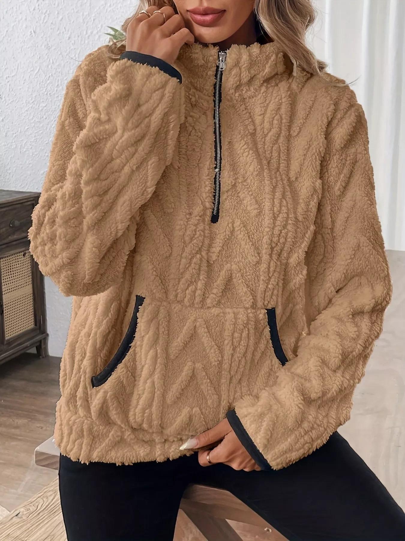 Cozy Sherpa Half Zip Sweatshirt - Image 25