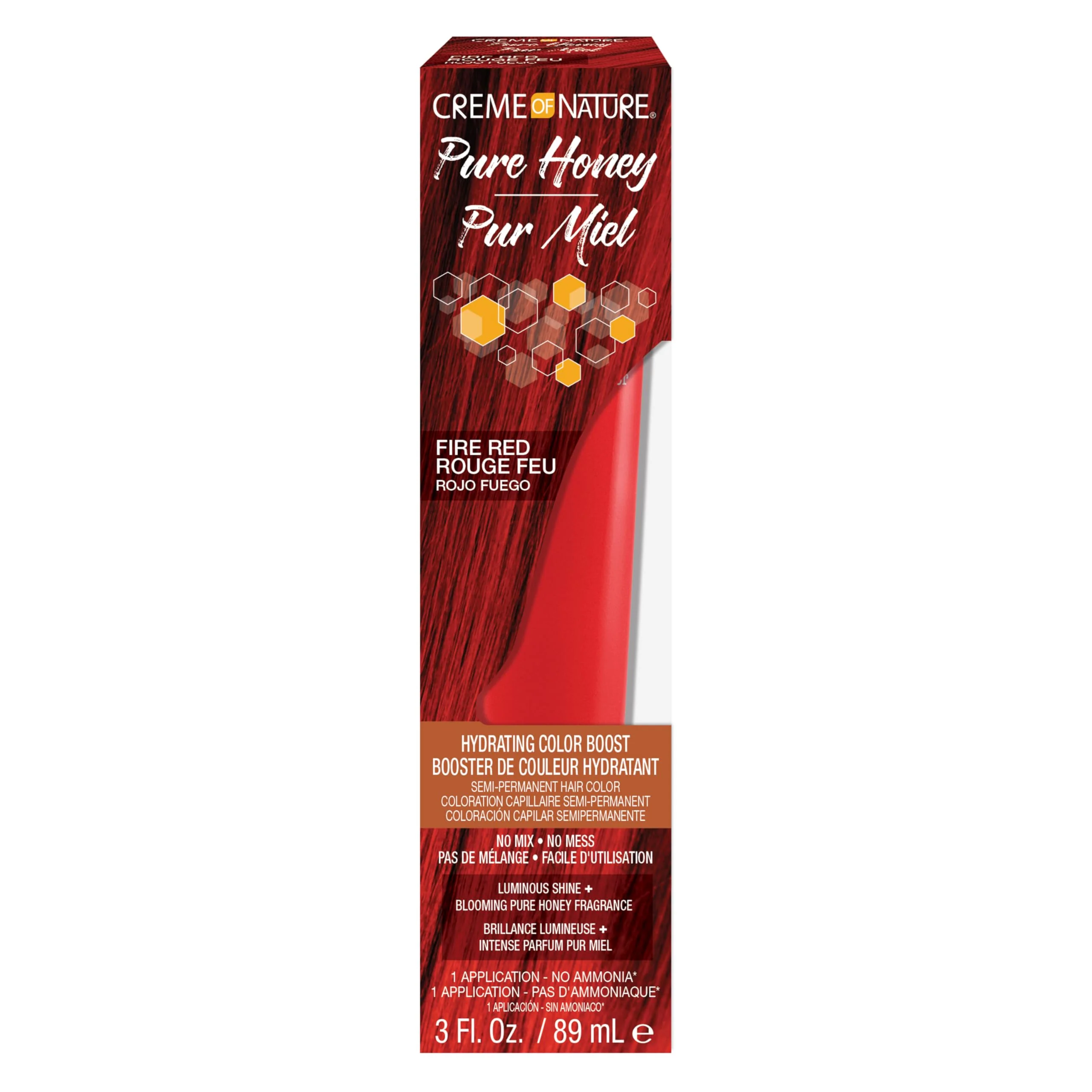 Creme of Nature Pure Honey Hydrating Color Boost Semi-Permanent Fire Red Hair Dye, 3 fl oz - Image 6