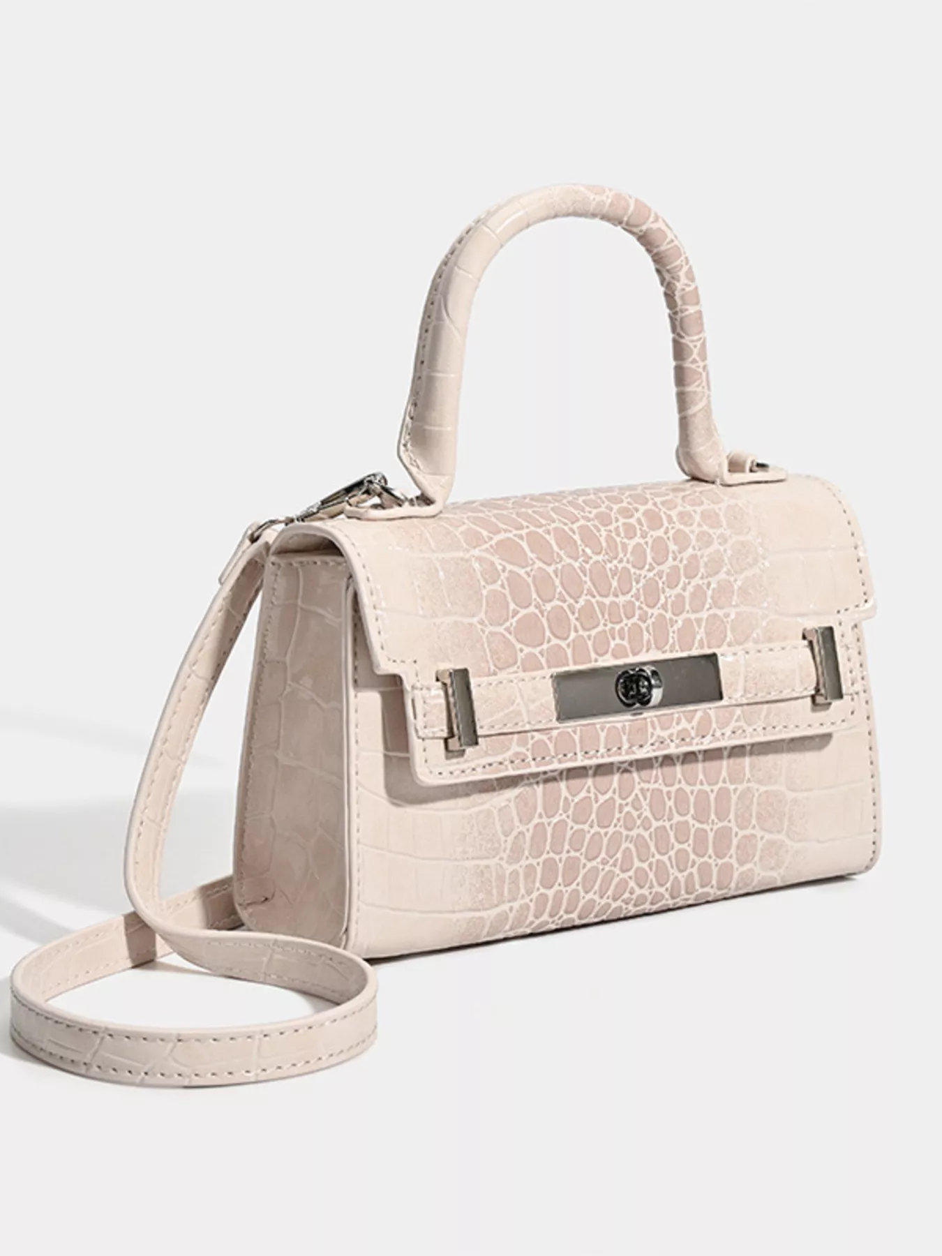 Croc-Embossed Top Handle Handbag - Image 6