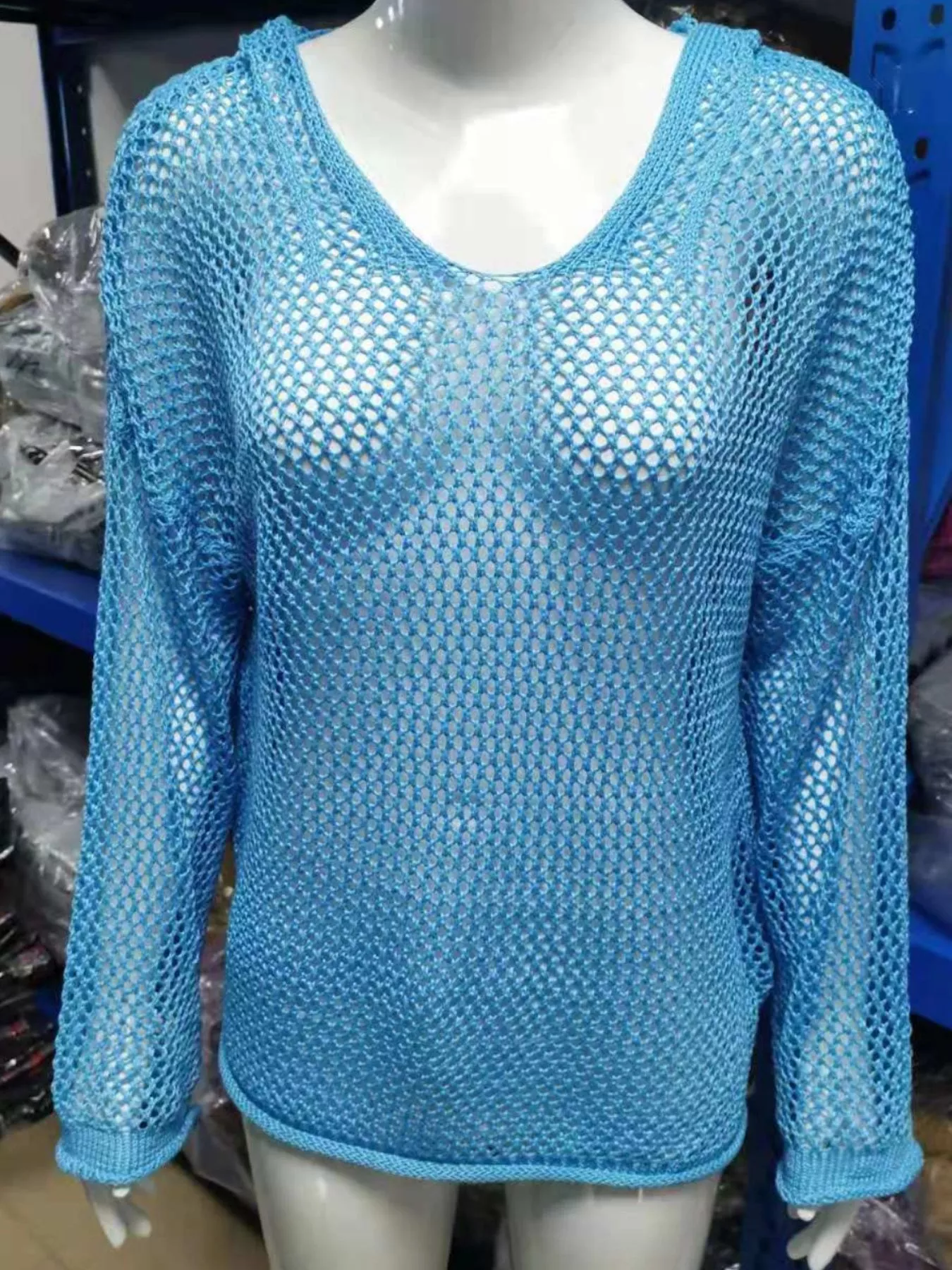 Crochet Hooded Knit Cover Up - Image 3