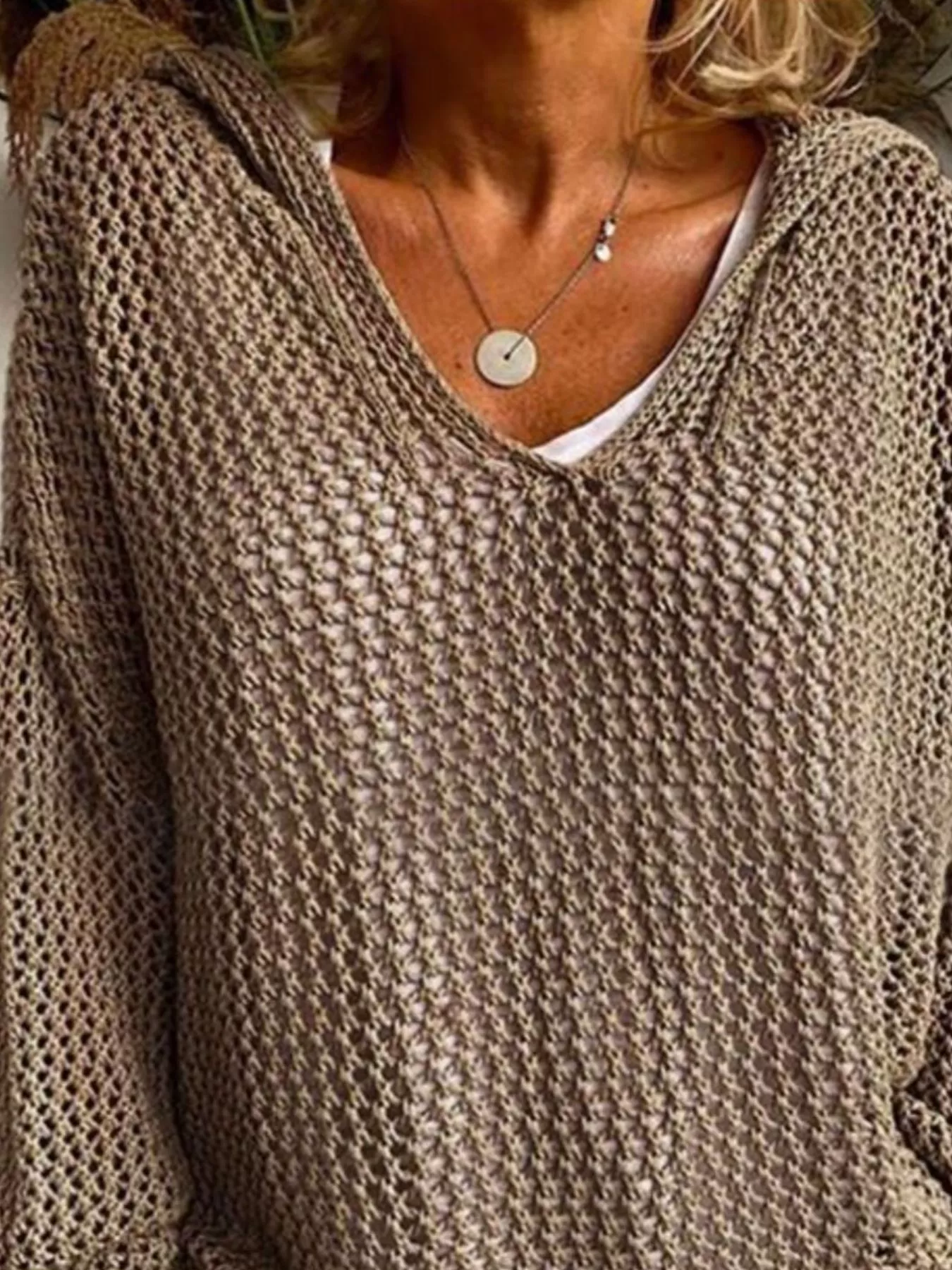 Crochet Hooded Knit Cover Up - Image 6
