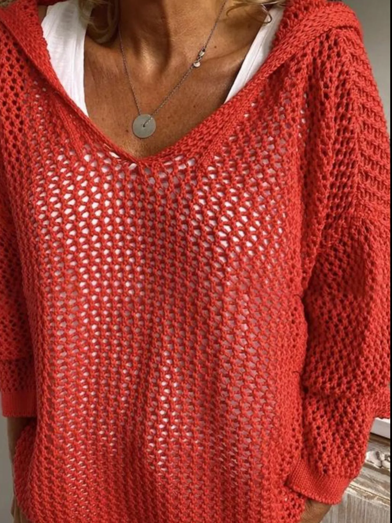 Crochet Hooded Knit Cover Up - Image 9