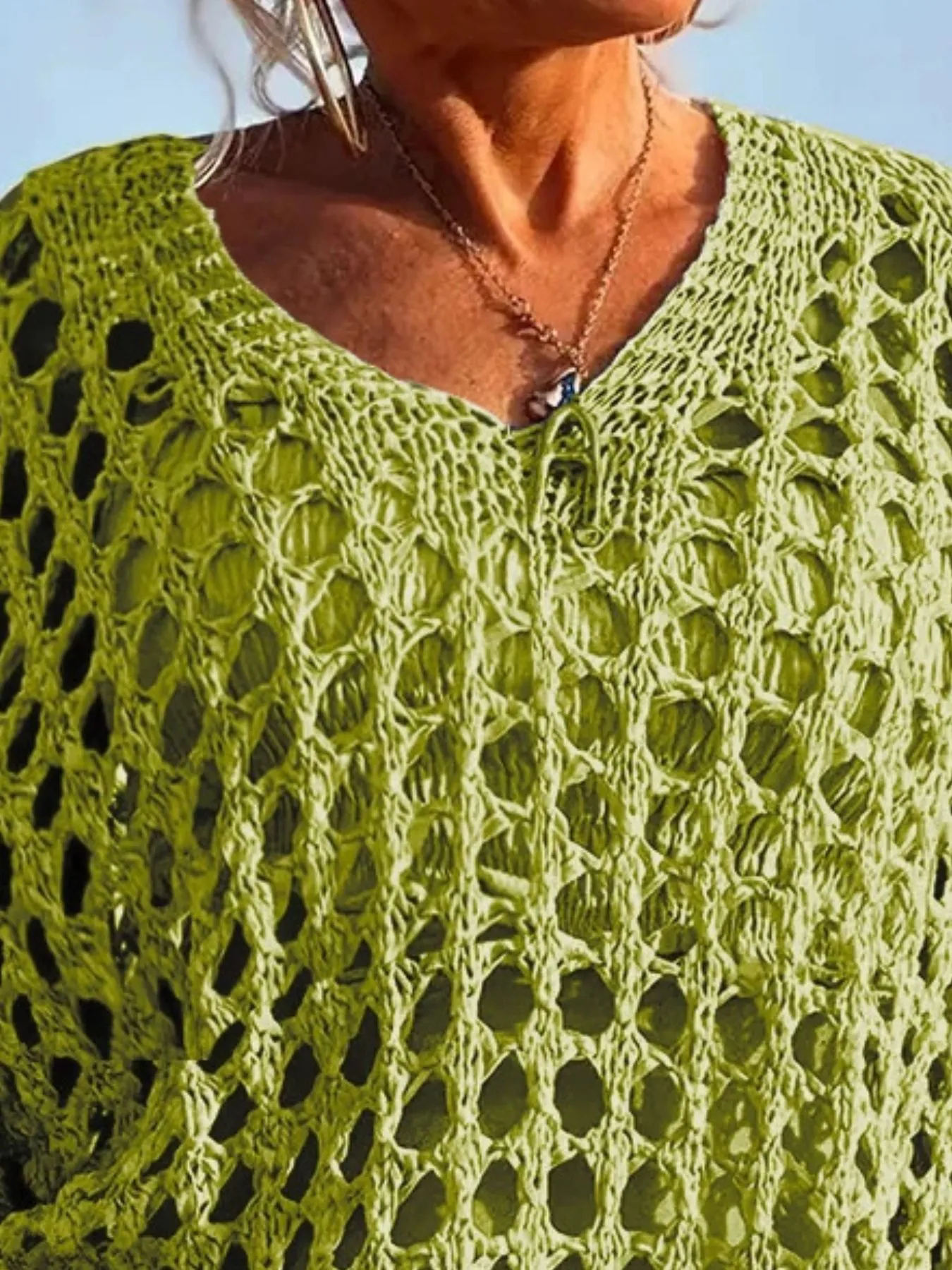 Crochet Long Sleeve Knit Cover Up - Image 2