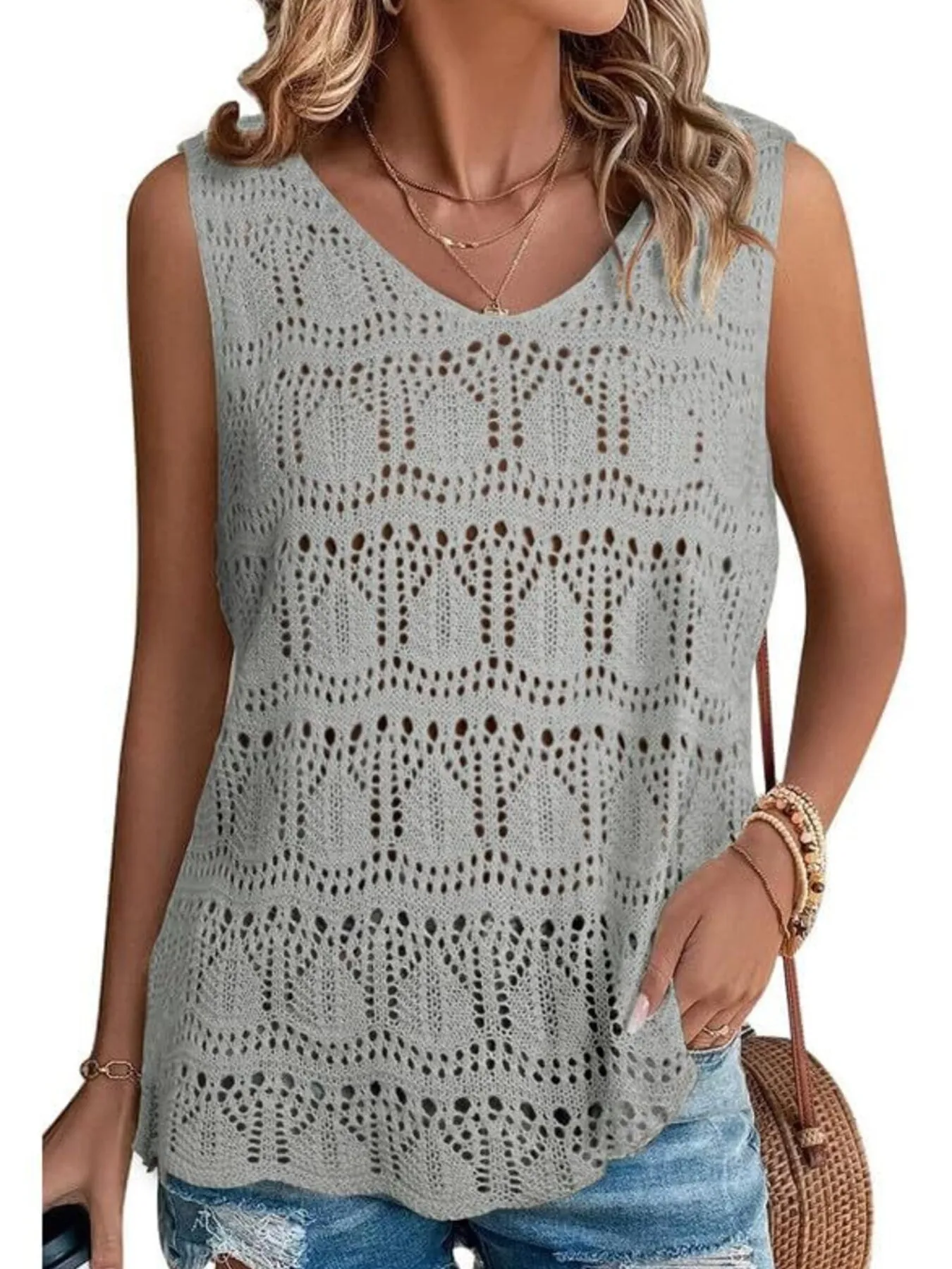 Crochet Sleeveless Sweater Vest - Image 16