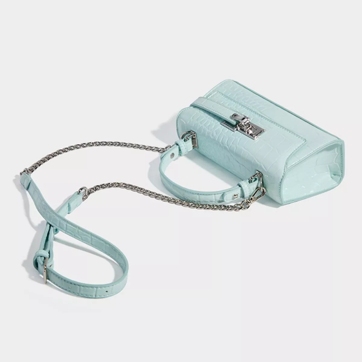 Crocodile Embossed Top Handle Crossbody Bag - Image 2