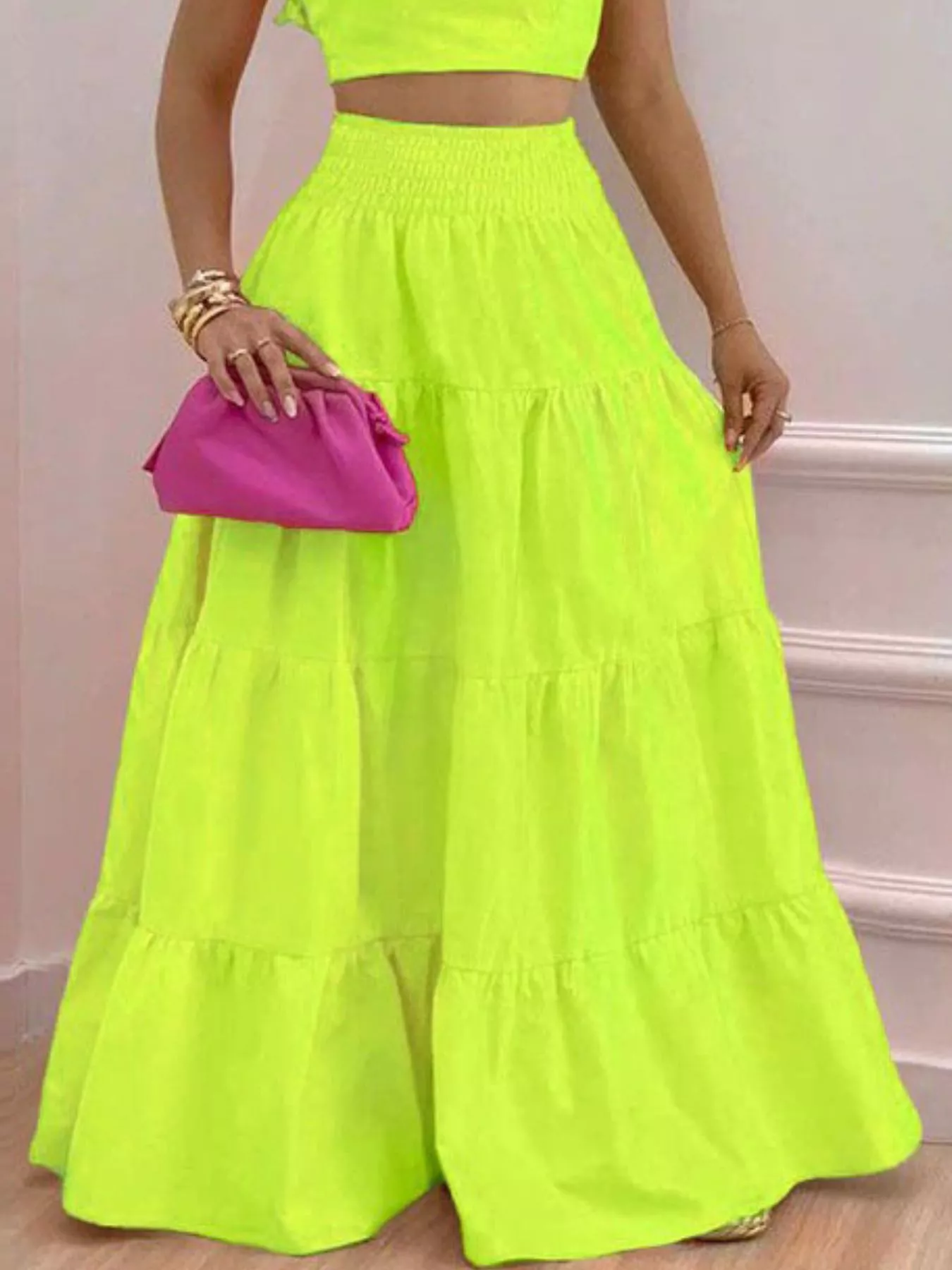 Crop Top and Tiered Maxi Skirt Set - Image 16