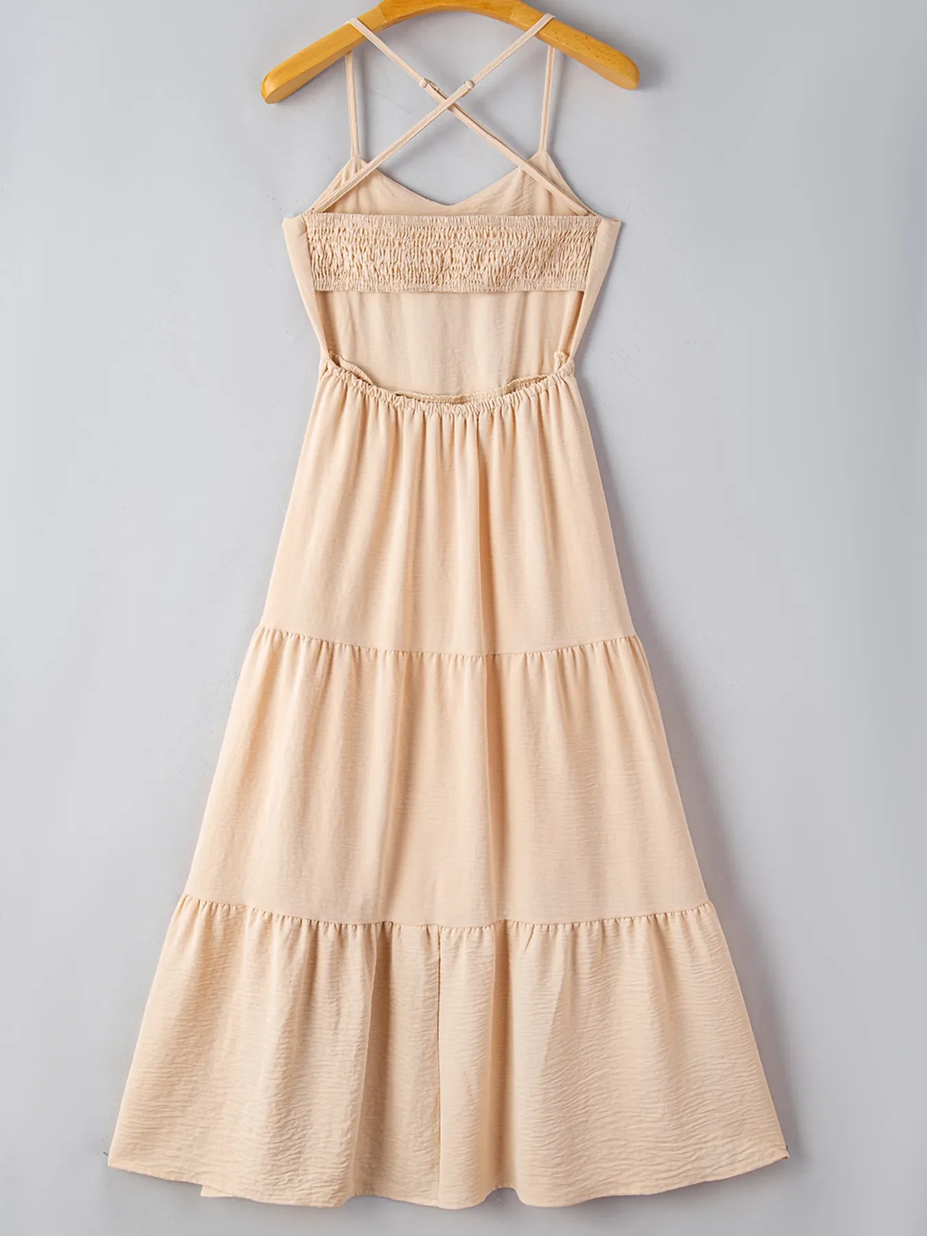 Crossover Backless Bodice Tiered Maxi Dress - Image 5