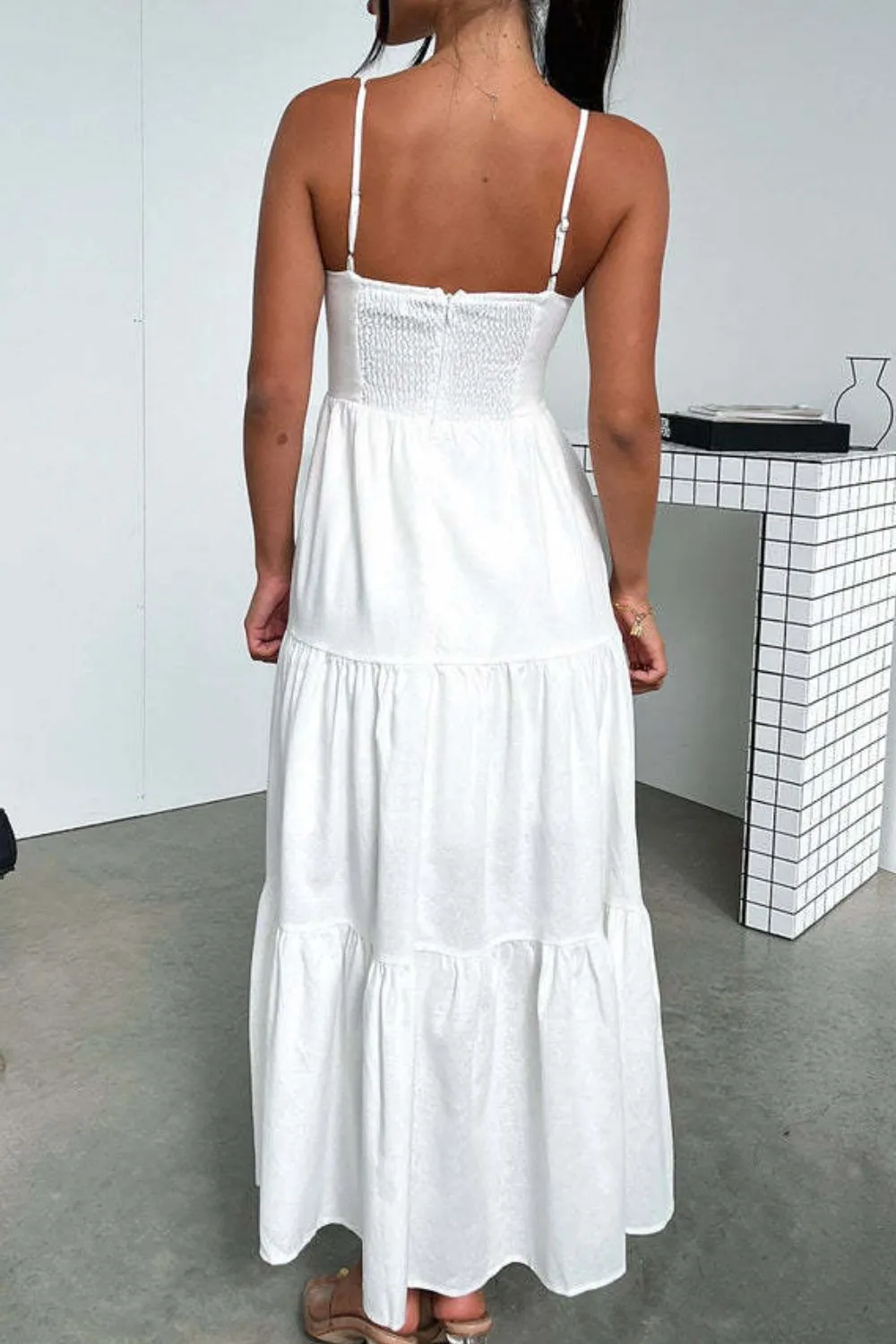 Cut-Out Tiered Dress with Spaghetti Straps - Image 2
