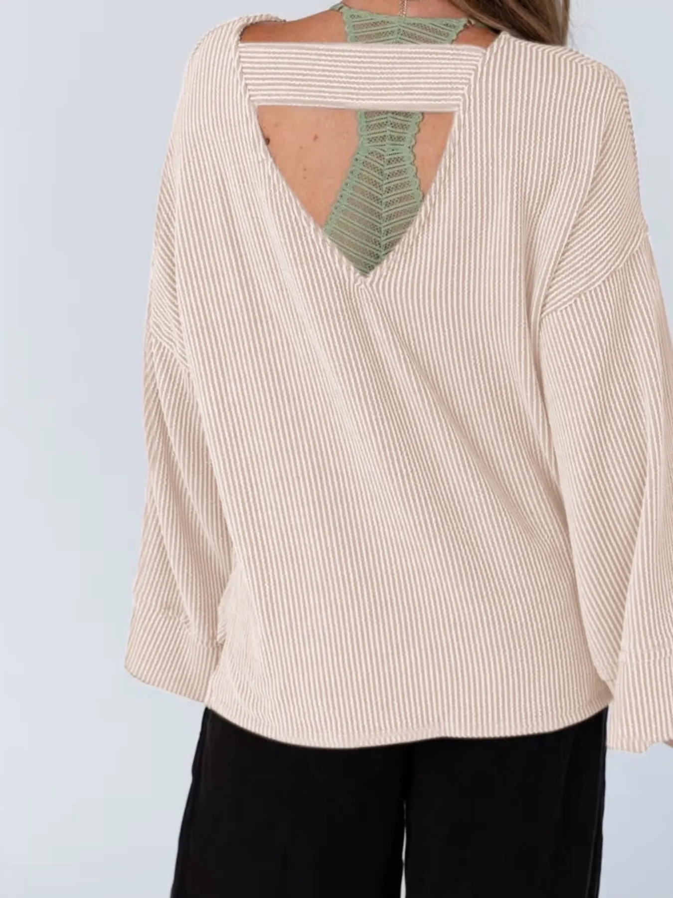 Cutout Back Long Sleeve T-Shirt - Image 8