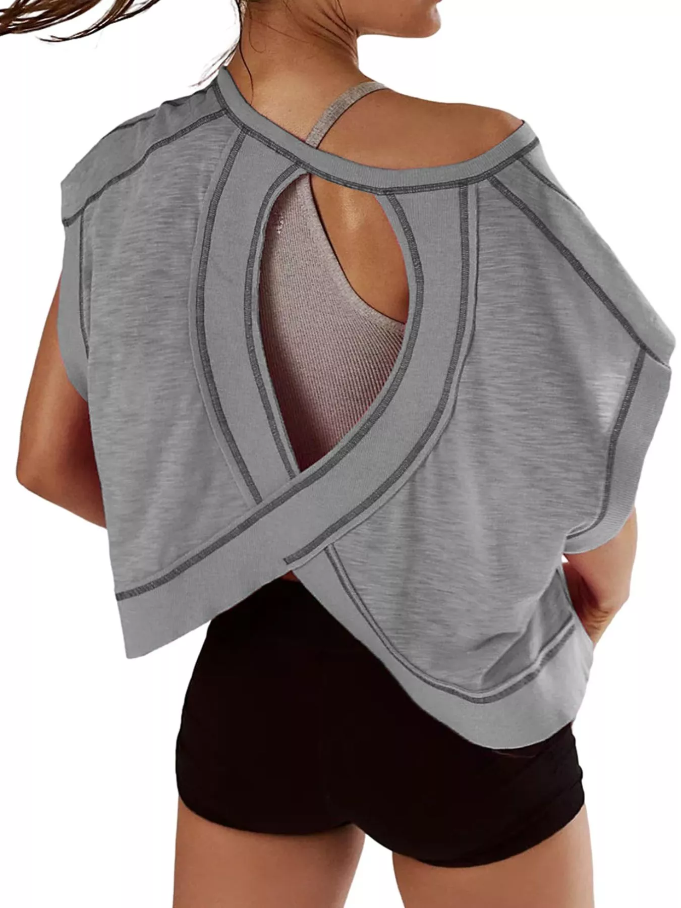 Cutout Back Short Sleeve T-Shirt - Image 11