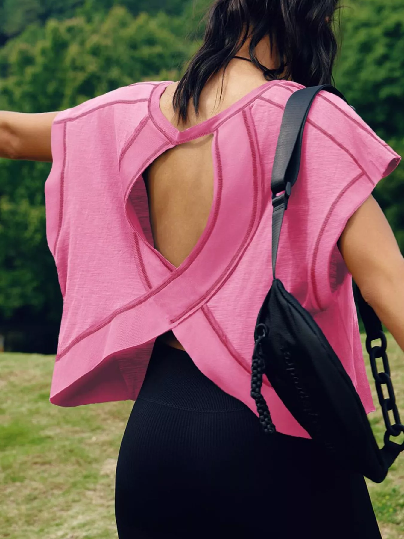 Cutout Back Short Sleeve T-Shirt - Image 18