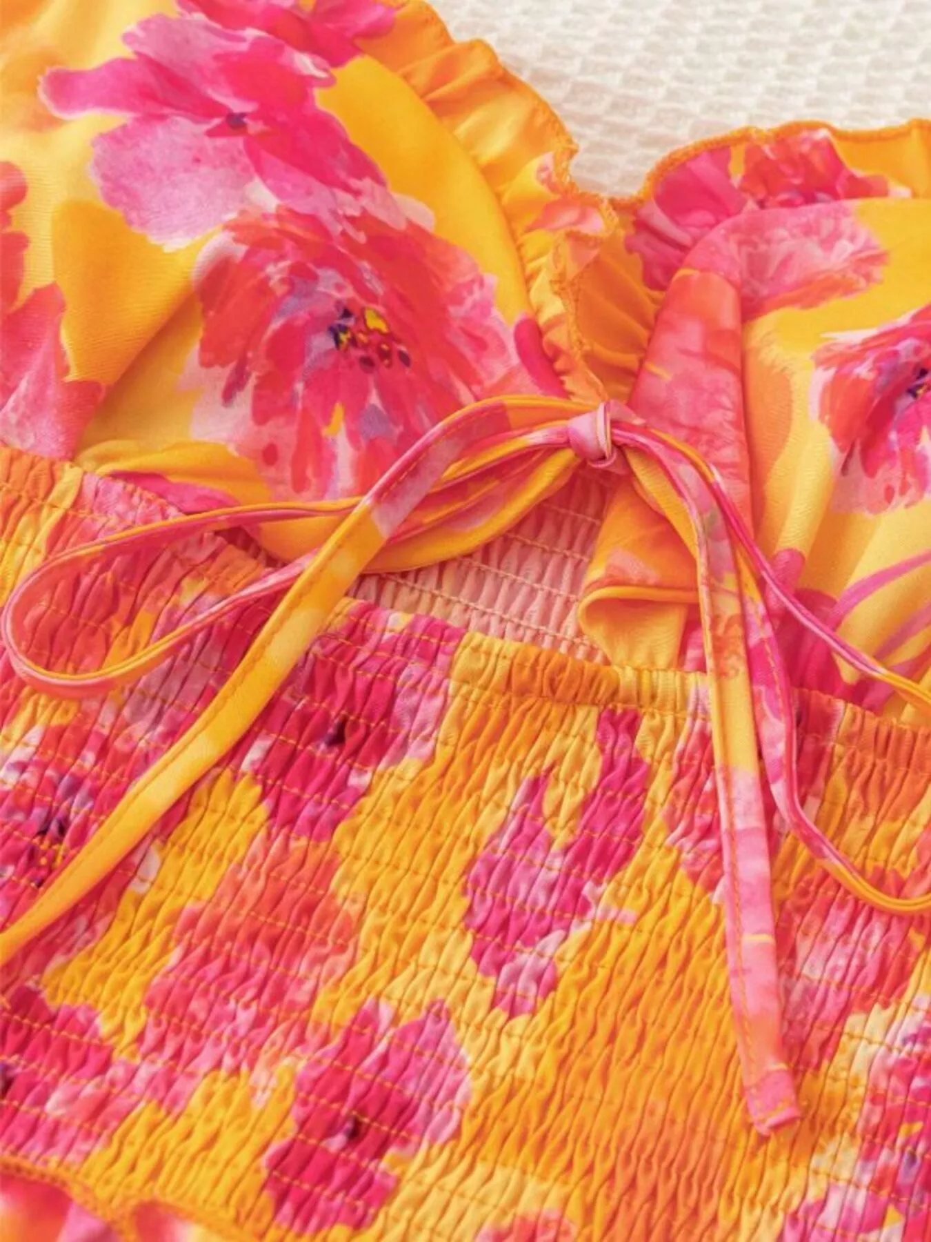 Cutout Floral Print Ruffle Layered Mini Dress - Image 7