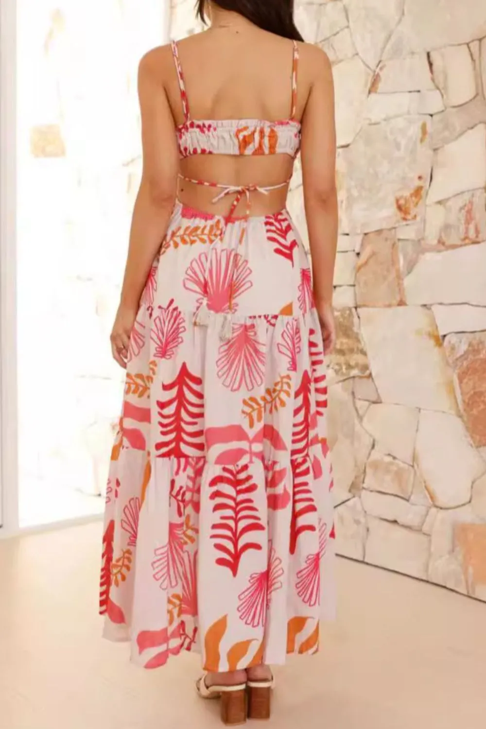Cutout Printed Sleeveless Midi Cami Dress - Image 13