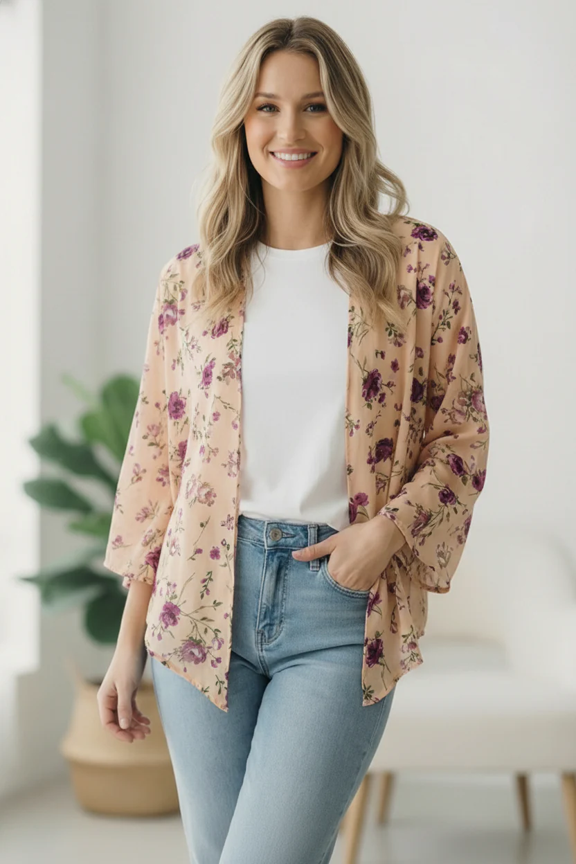 Dainty Layers Floral Kimono - Image 3