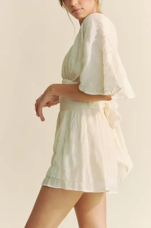 Davi & Dani Batwing Sleeve Waist Belt Romper - Image 2