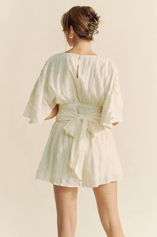 Davi & Dani Batwing Sleeve Waist Belt Romper - Image 3