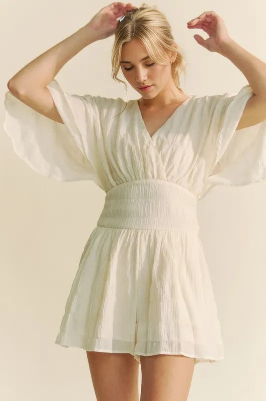Davi & Dani Batwing Sleeve Waist Belt Romper - Image 5
