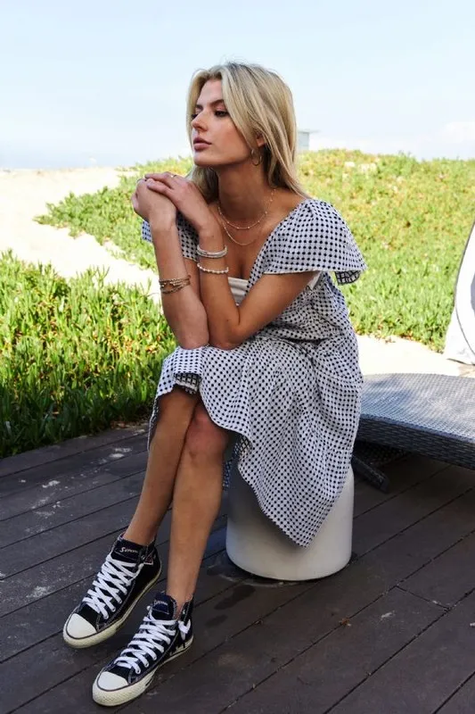 Davi & Dani Jacquard V-Neck Flutter Cap Sleeve Tiered Dress - Image 8