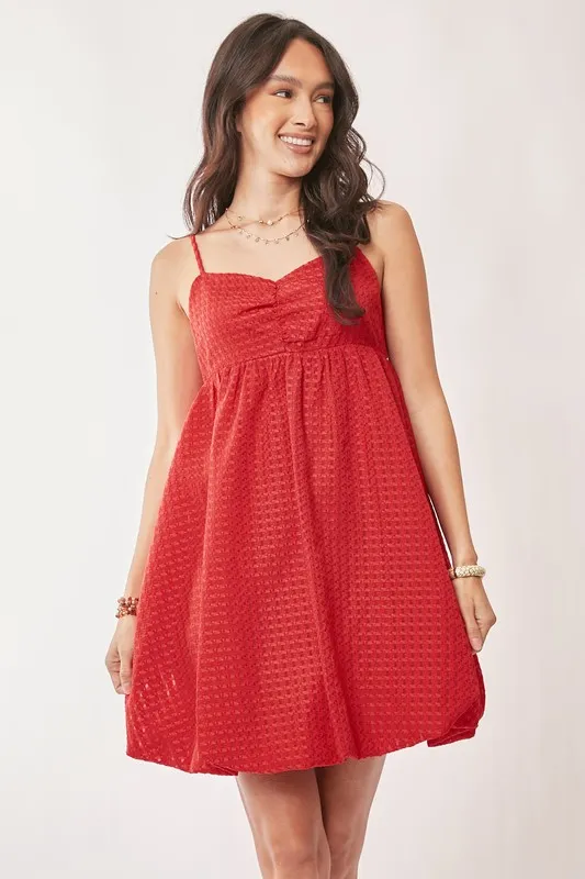 Davi & Dani Textured Sweetheart Neckline Bubble Hem Dress - Image 5
