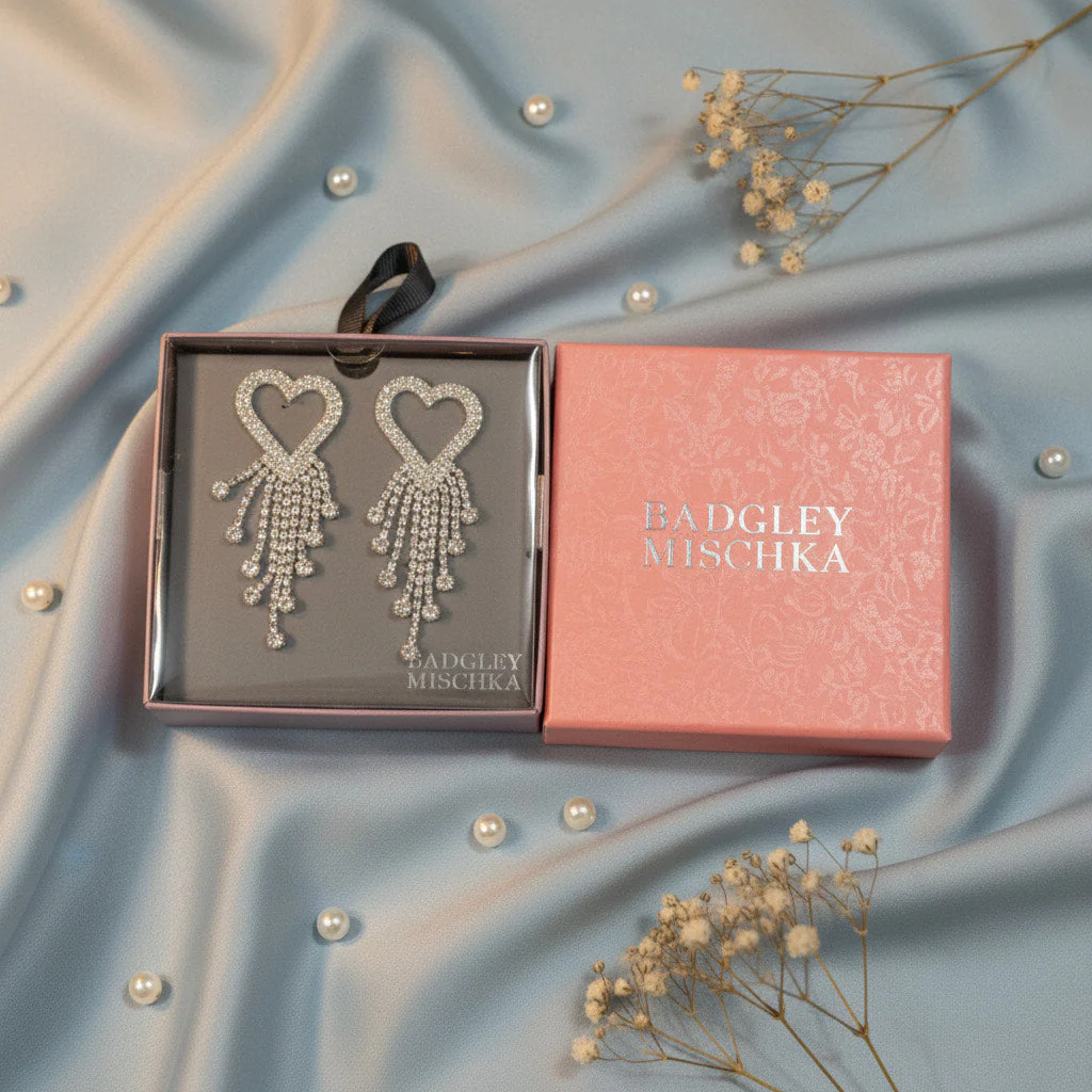 Dazzling Crystal Heart Drop Earrings - Image 2
