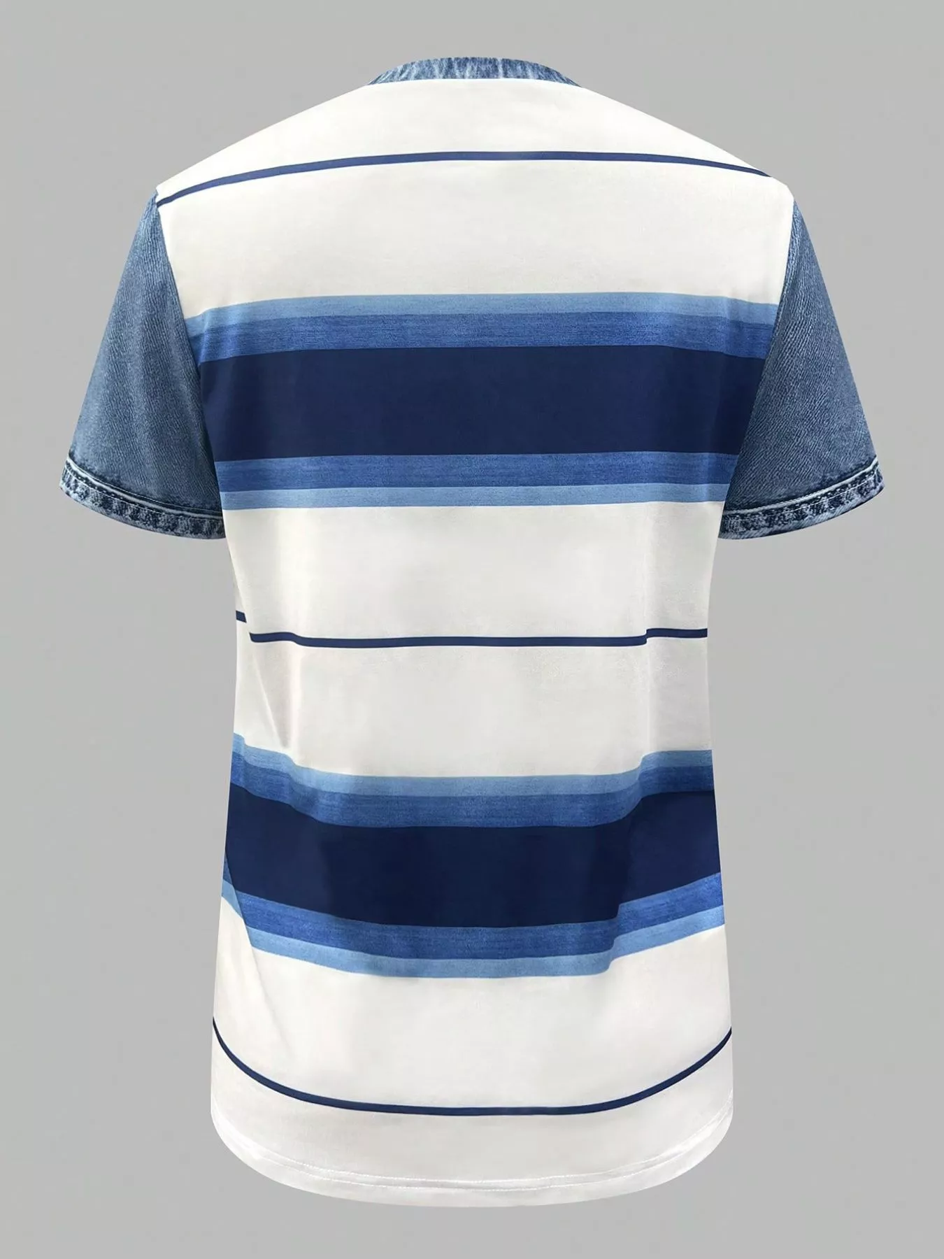 Denim Patchwork Short Sleeve Blouse - Image 14
