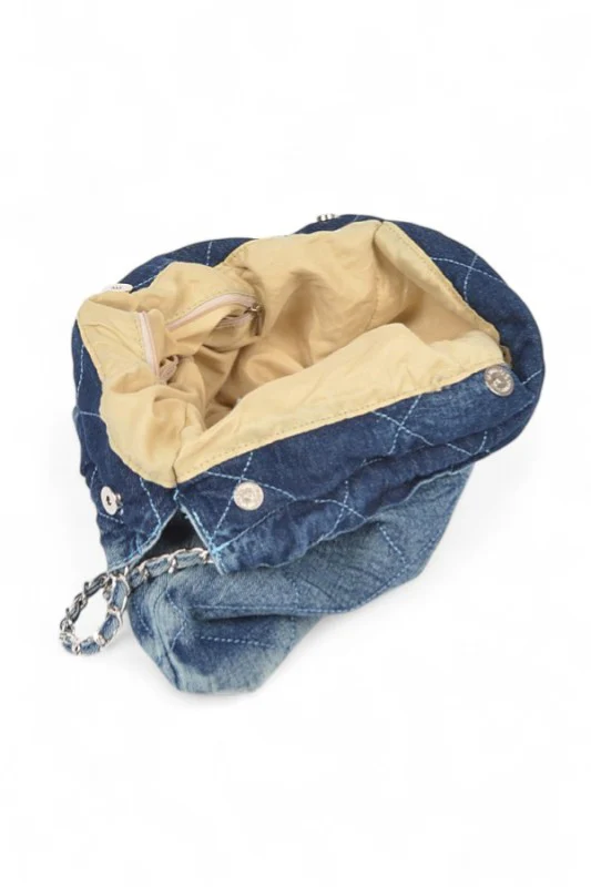 Denim Quilted Large Shoulder Bag - Image 5