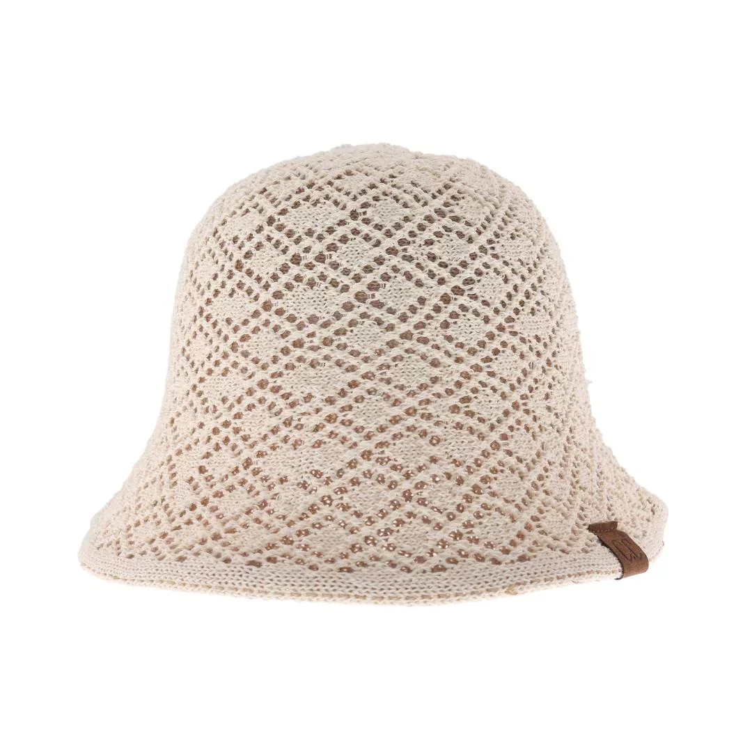 Diamond Lace Knitted Reversible C.C Cloche Bucket Hat - Image 3