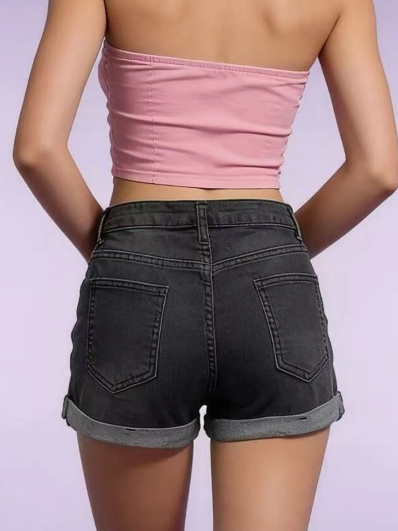Distressed Denim Roll-Up Shorts - Image 5