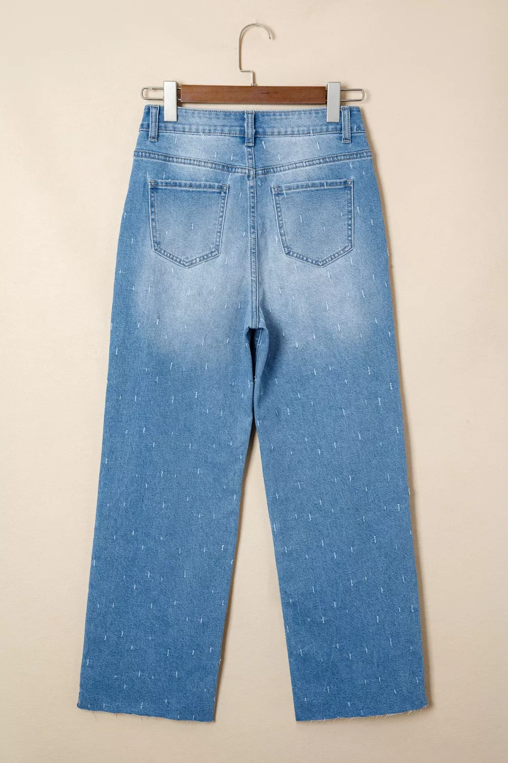 Distressed Detail Tummy Control Raw Hem Jeans - Image 5