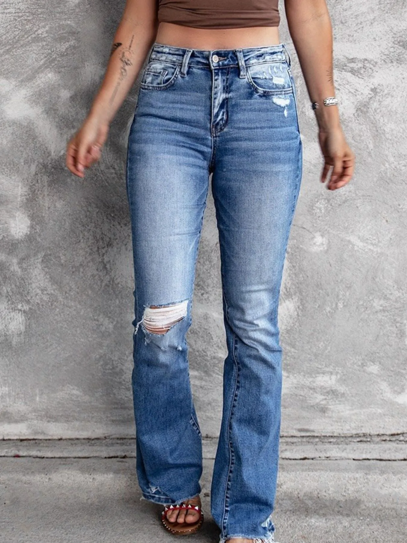Distressed Flare Jeans - Image 2