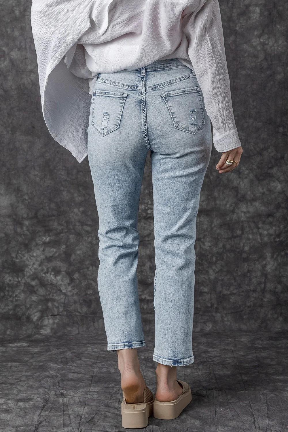 Distressed High Waist Jeans - Image 3