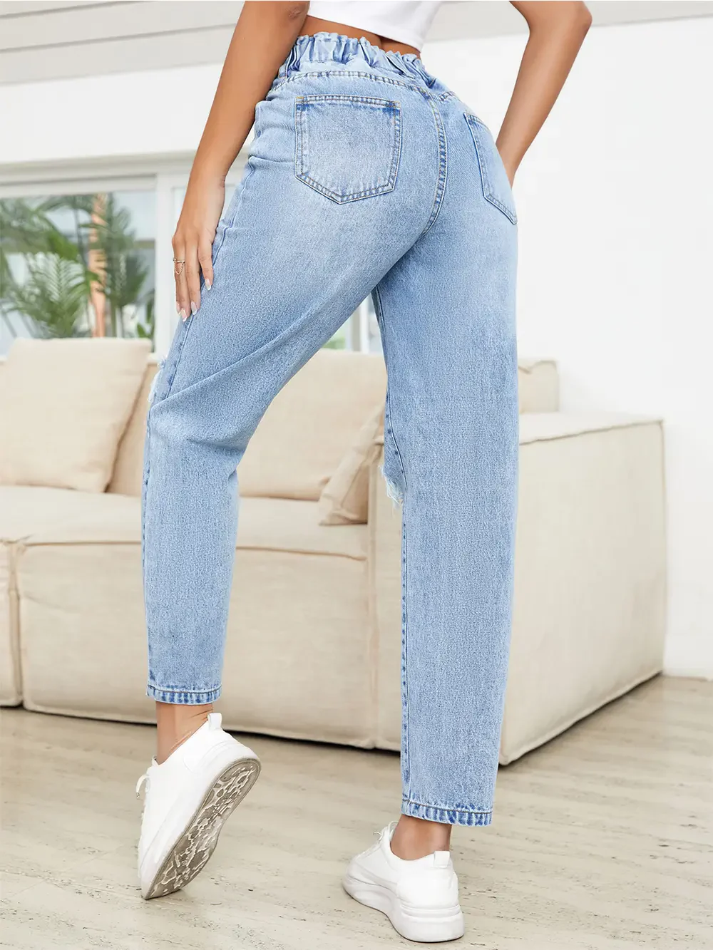 Distressed High Waist Jeans - Image 4
