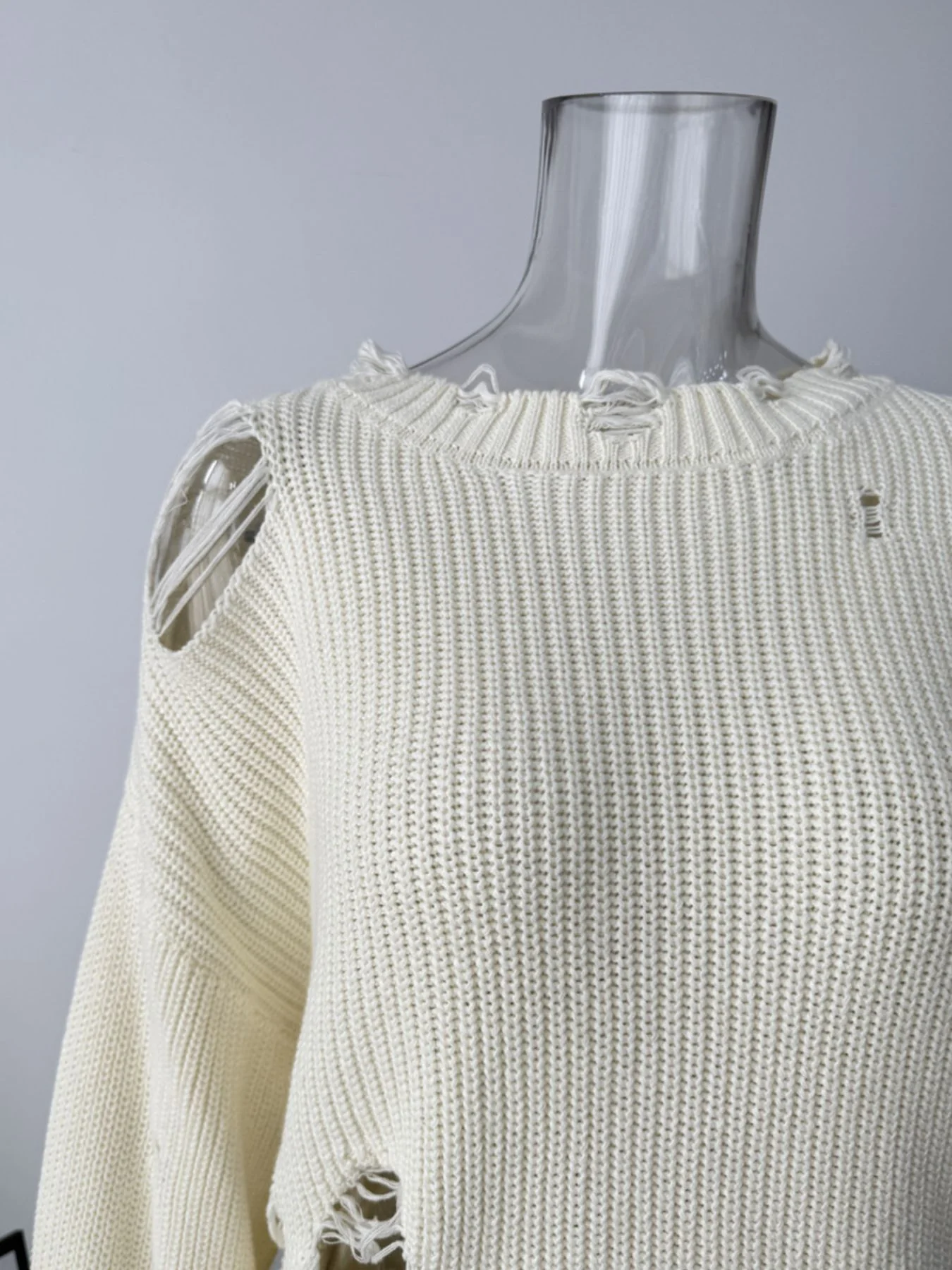 Distressed Long Sleeve Sweater and Skirt Set - Image 6