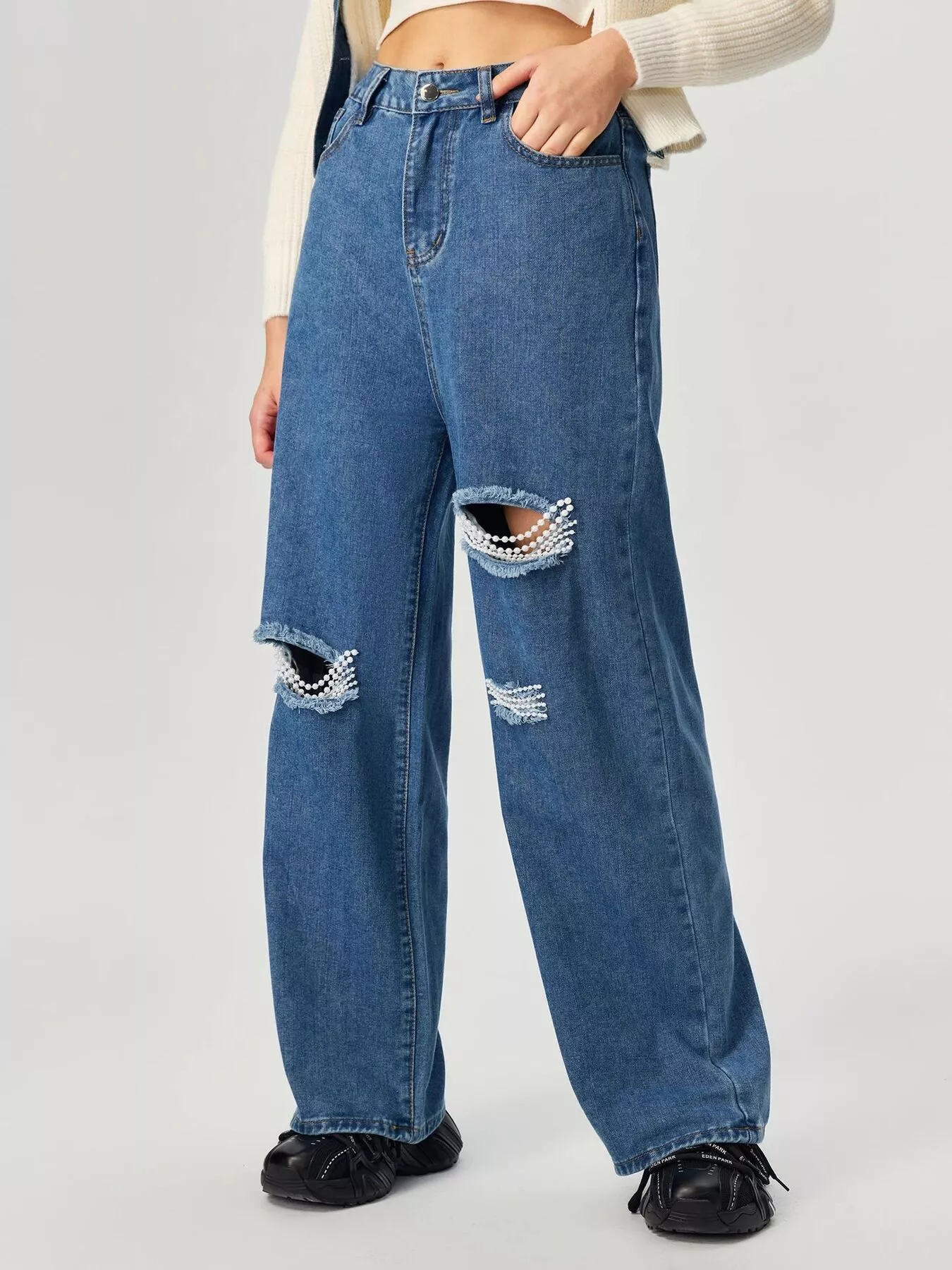 Distressed Wide Leg Jeans - Image 3
