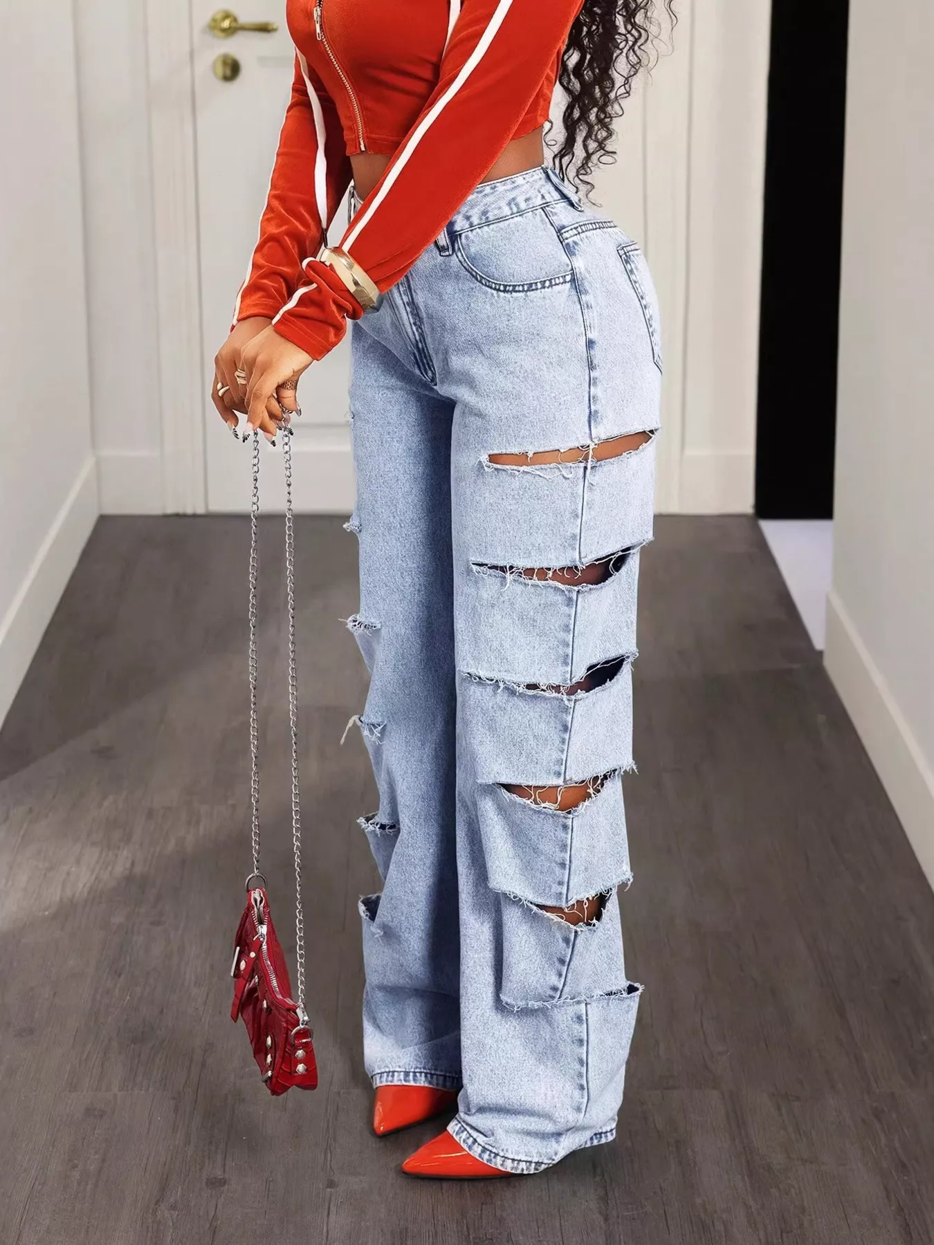 Distressed Wide Leg Jeans - Image 2