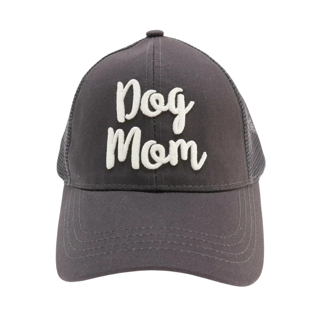 Dog Mom Embroidered Mesh Back High Ponytail C.C Ball Cap - Image 2