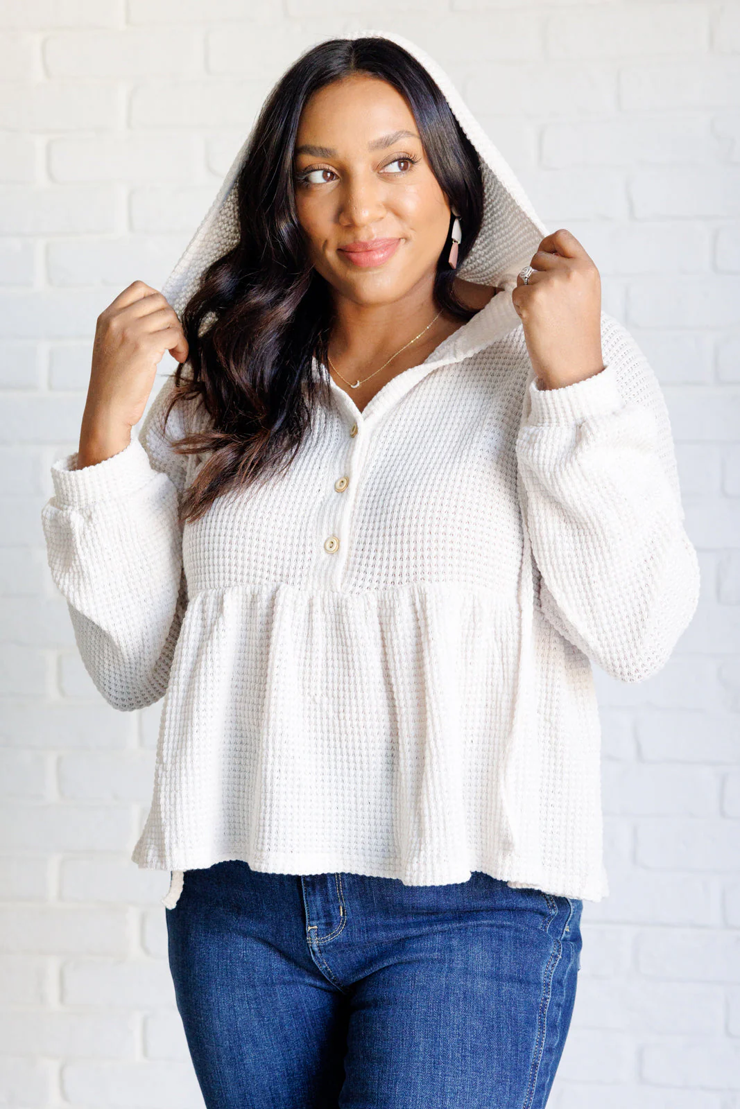 Don't Waffle About Waffle Knit Hoodie - Image 6