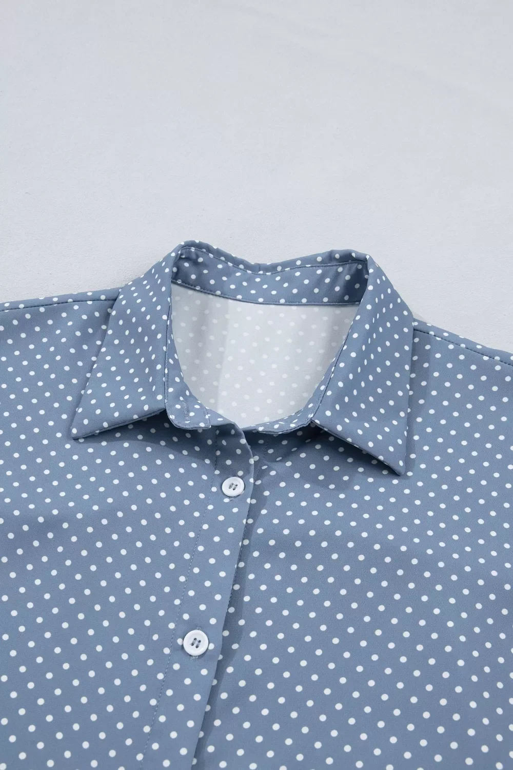 Dotted Print Cuffed Short Sleeve Shirt - Image 8