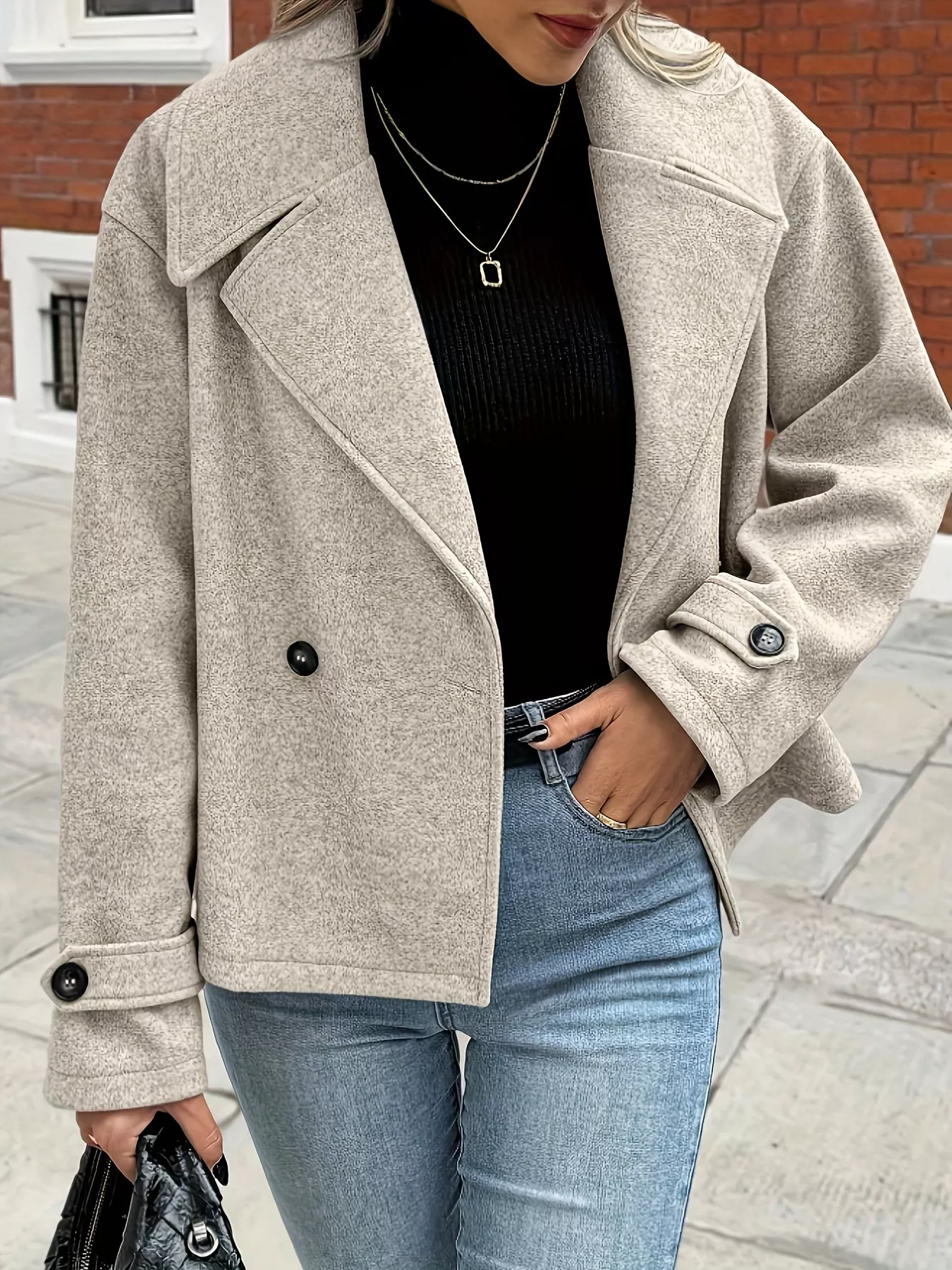 Double-Breasted Crop Outerwear - Image 2