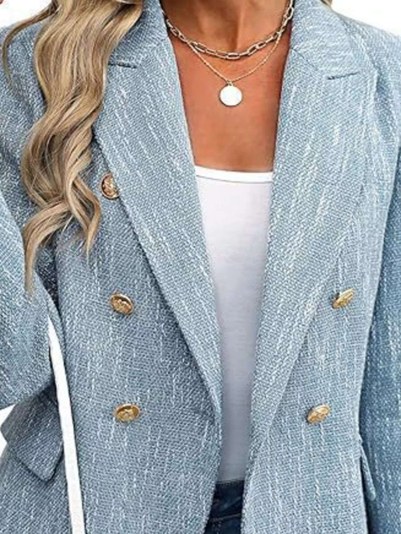 Double-Breasted Lapel Collar Blazer - Image 8