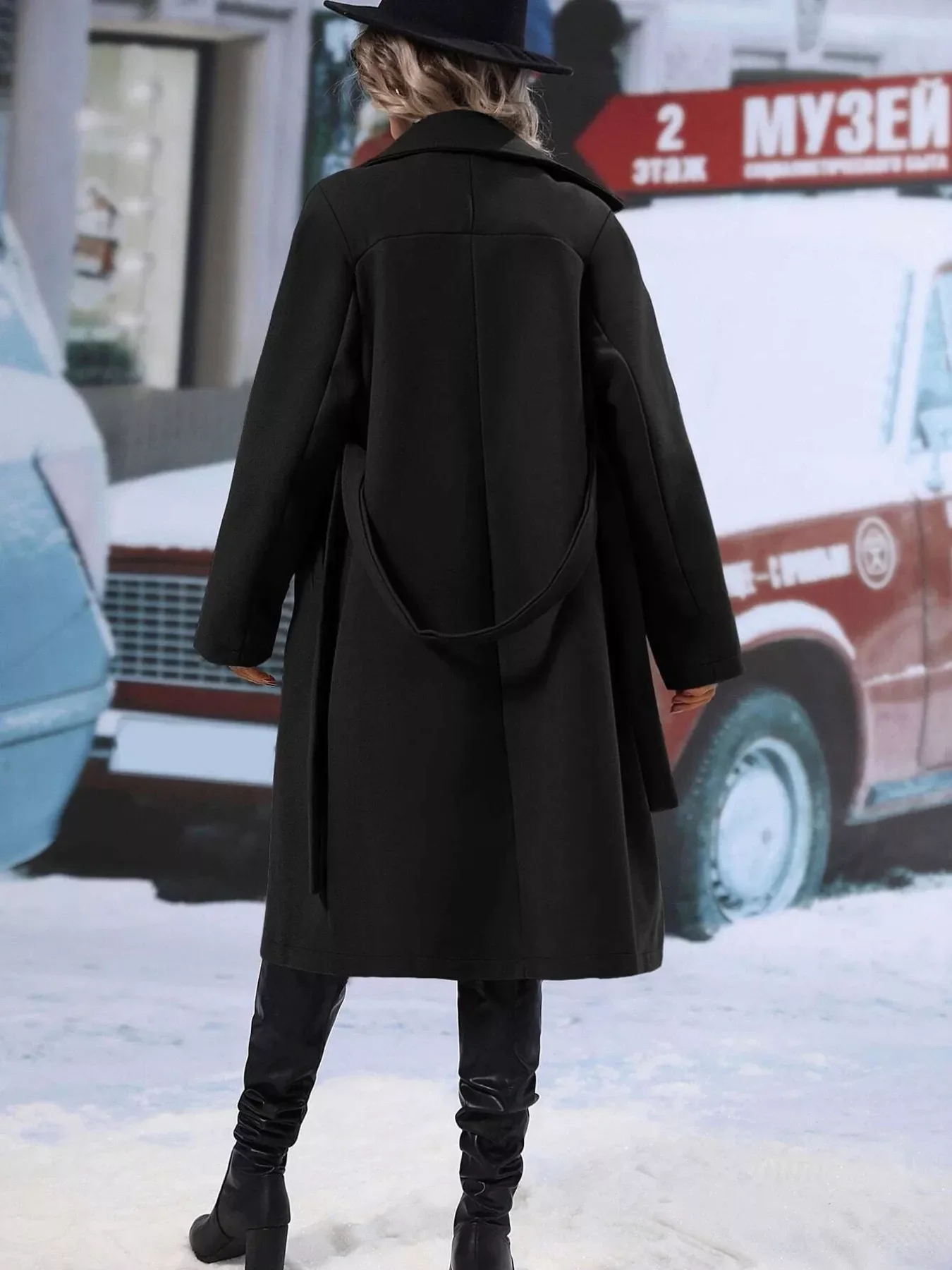 Double-Breasted Lapel Collar Overcoat - Image 18