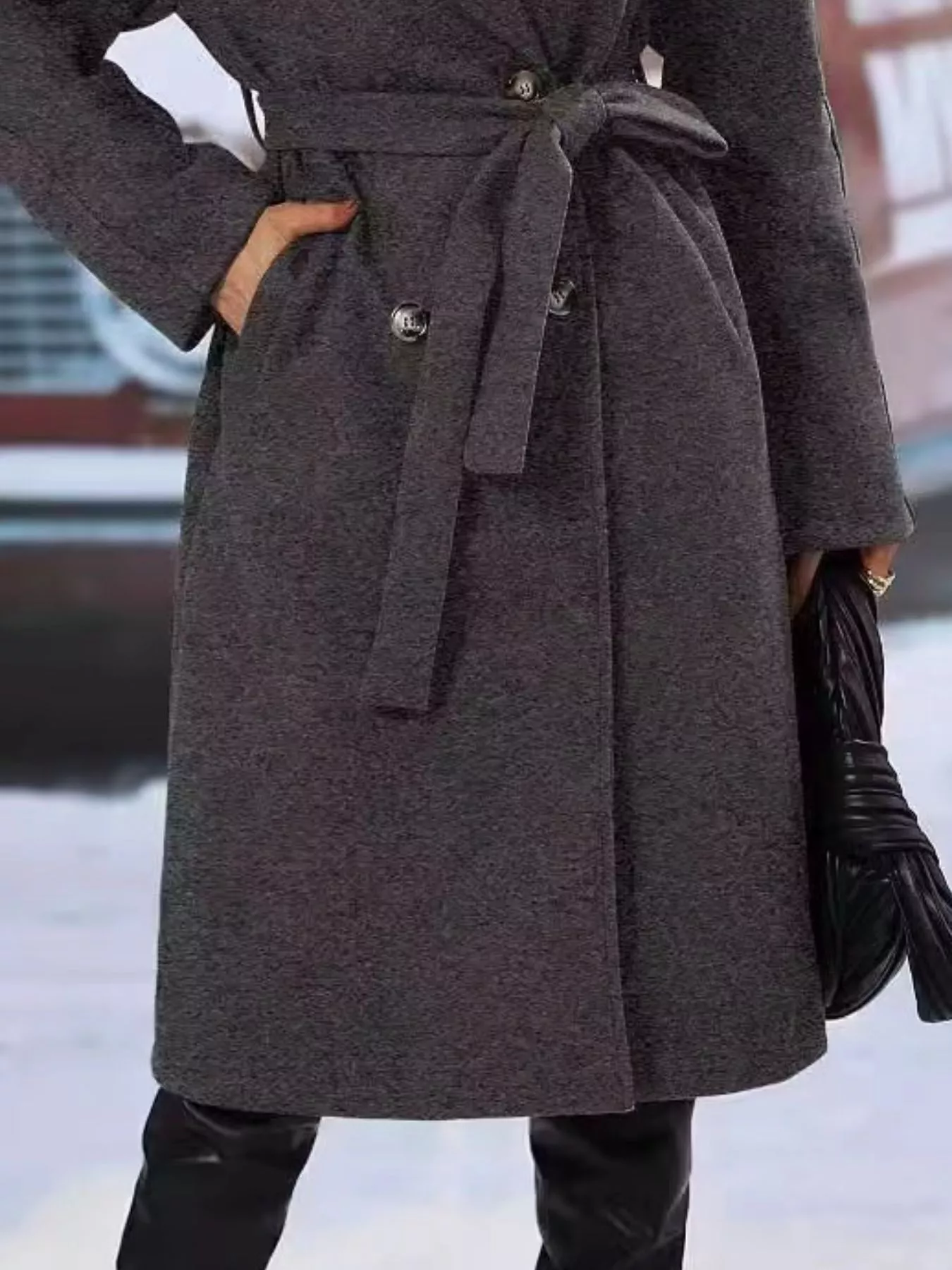 Double-Breasted Lapel Collar Overcoat - Image 25