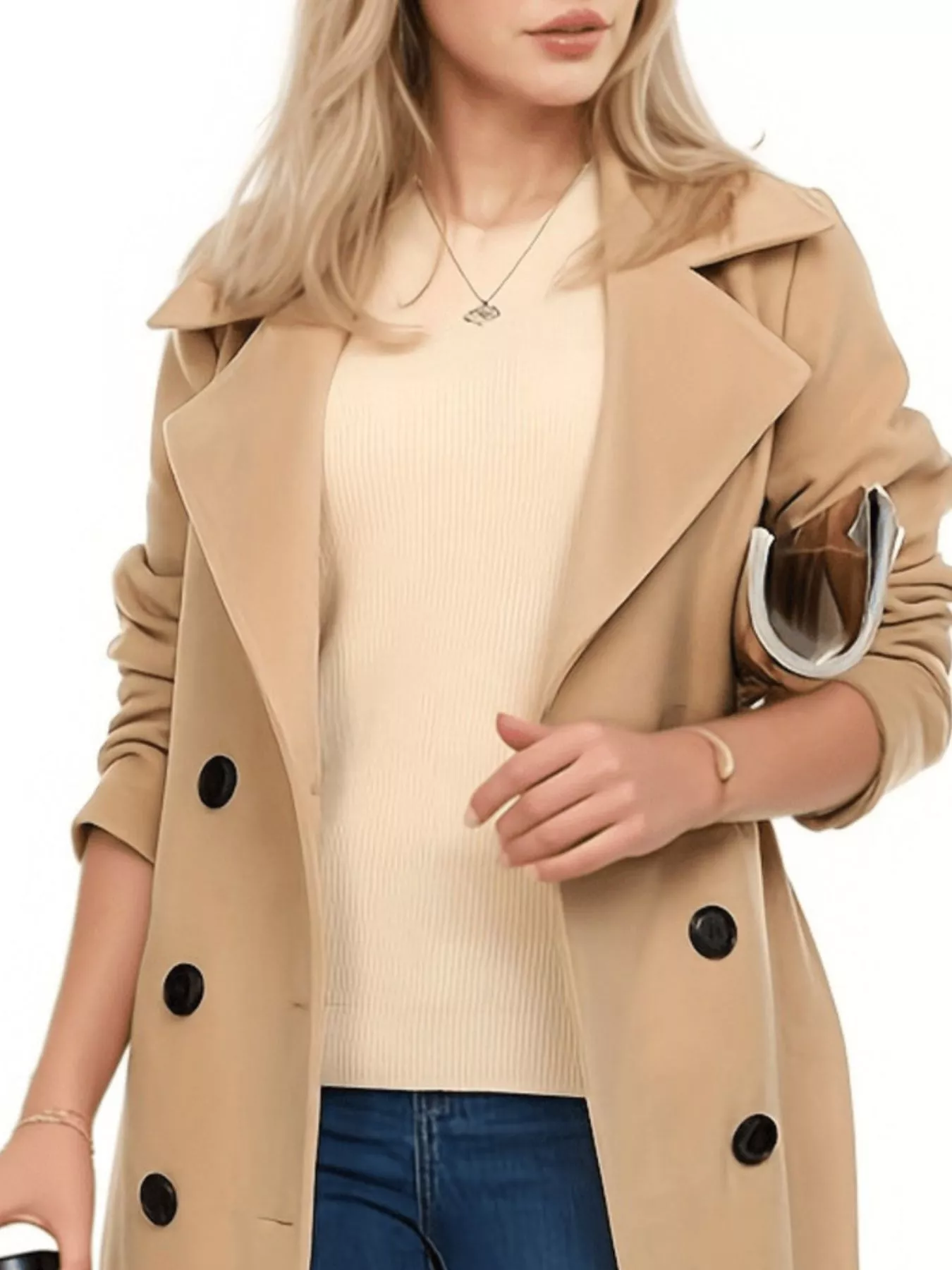 Double Breasted Long Sleeve Coat - Image 11