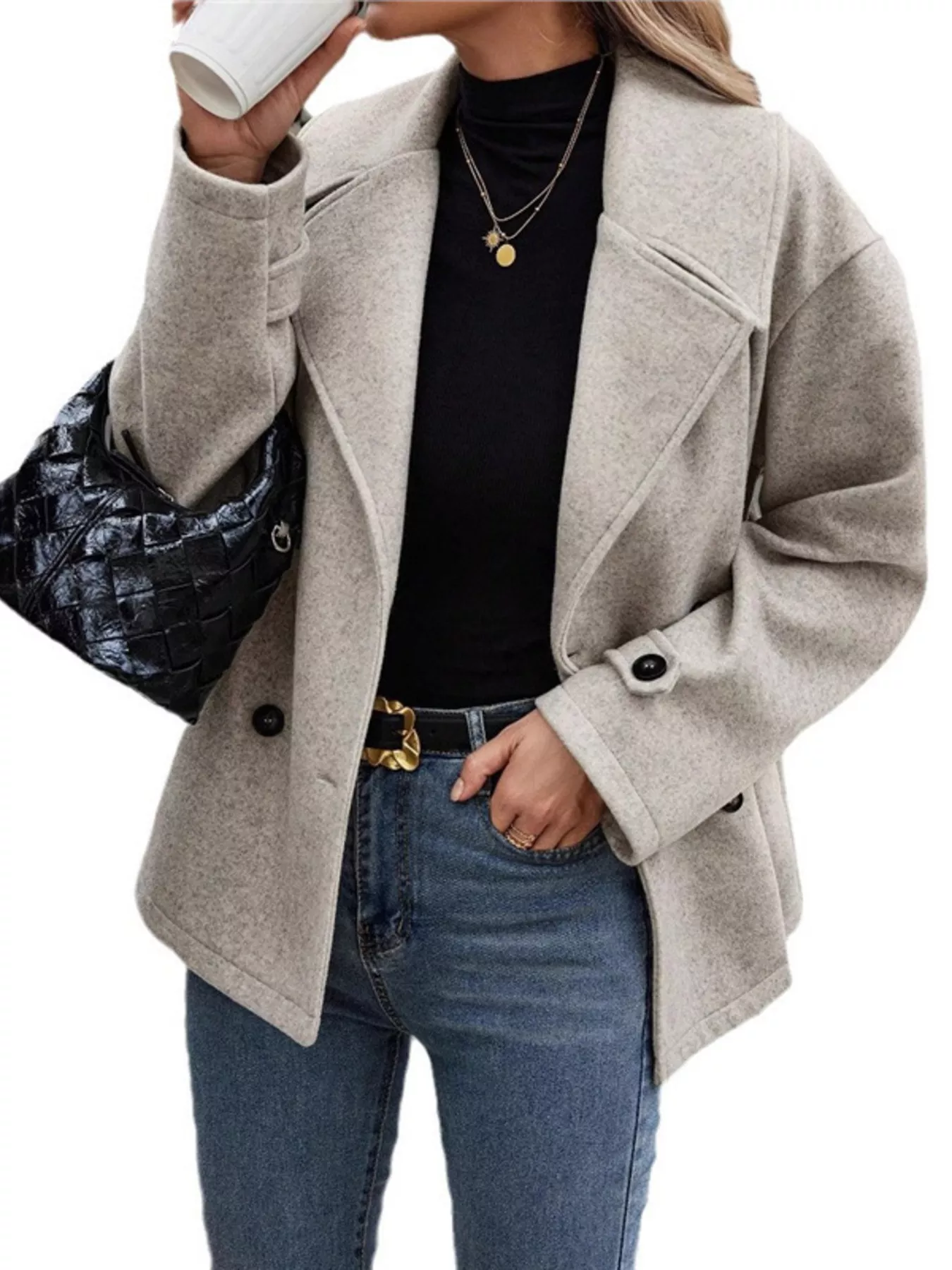 Double-Breasted Wool Blend Casual Jacket - Image 3