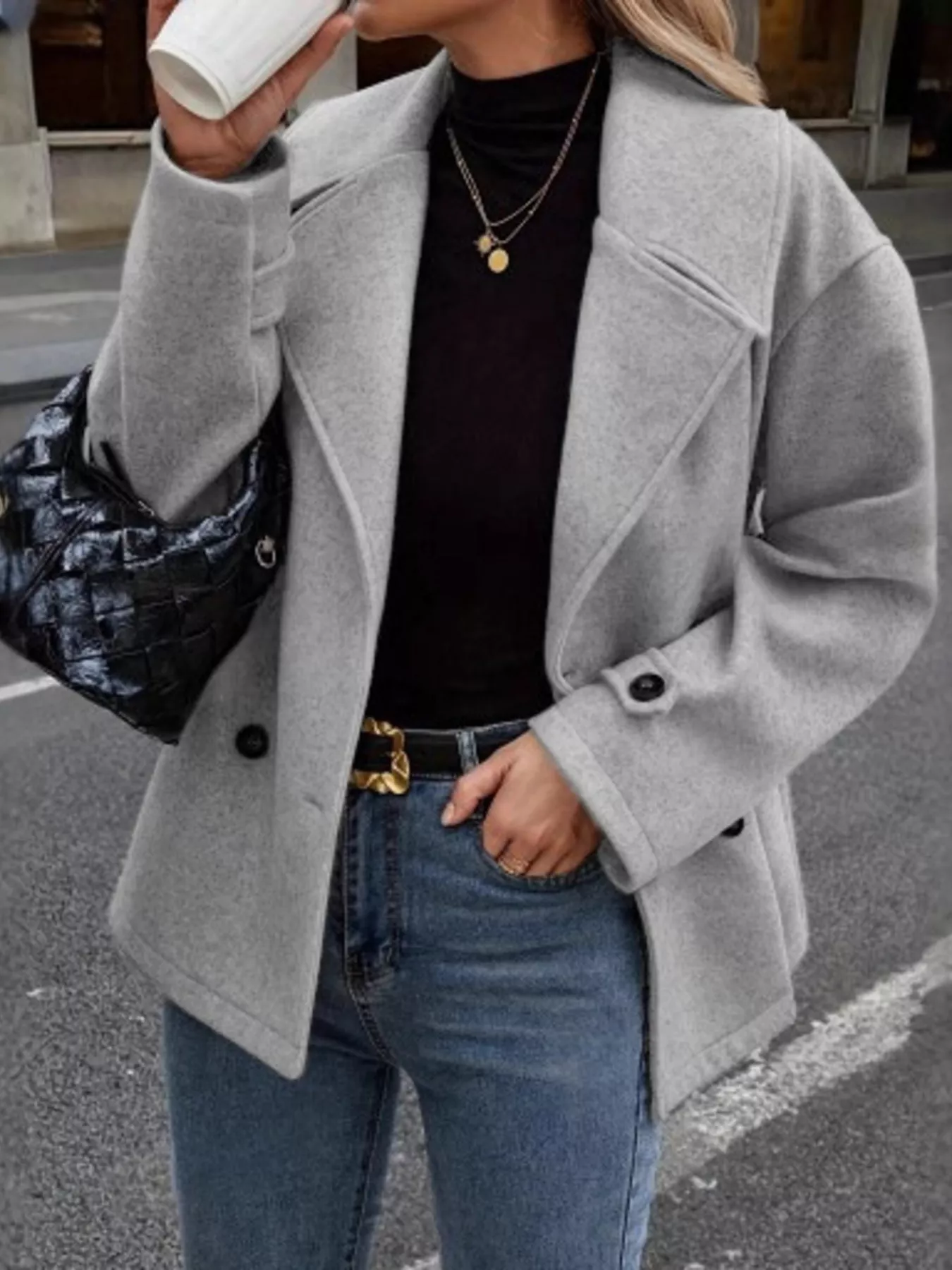 Double-Breasted Wool Blend Casual Jacket - Image 9