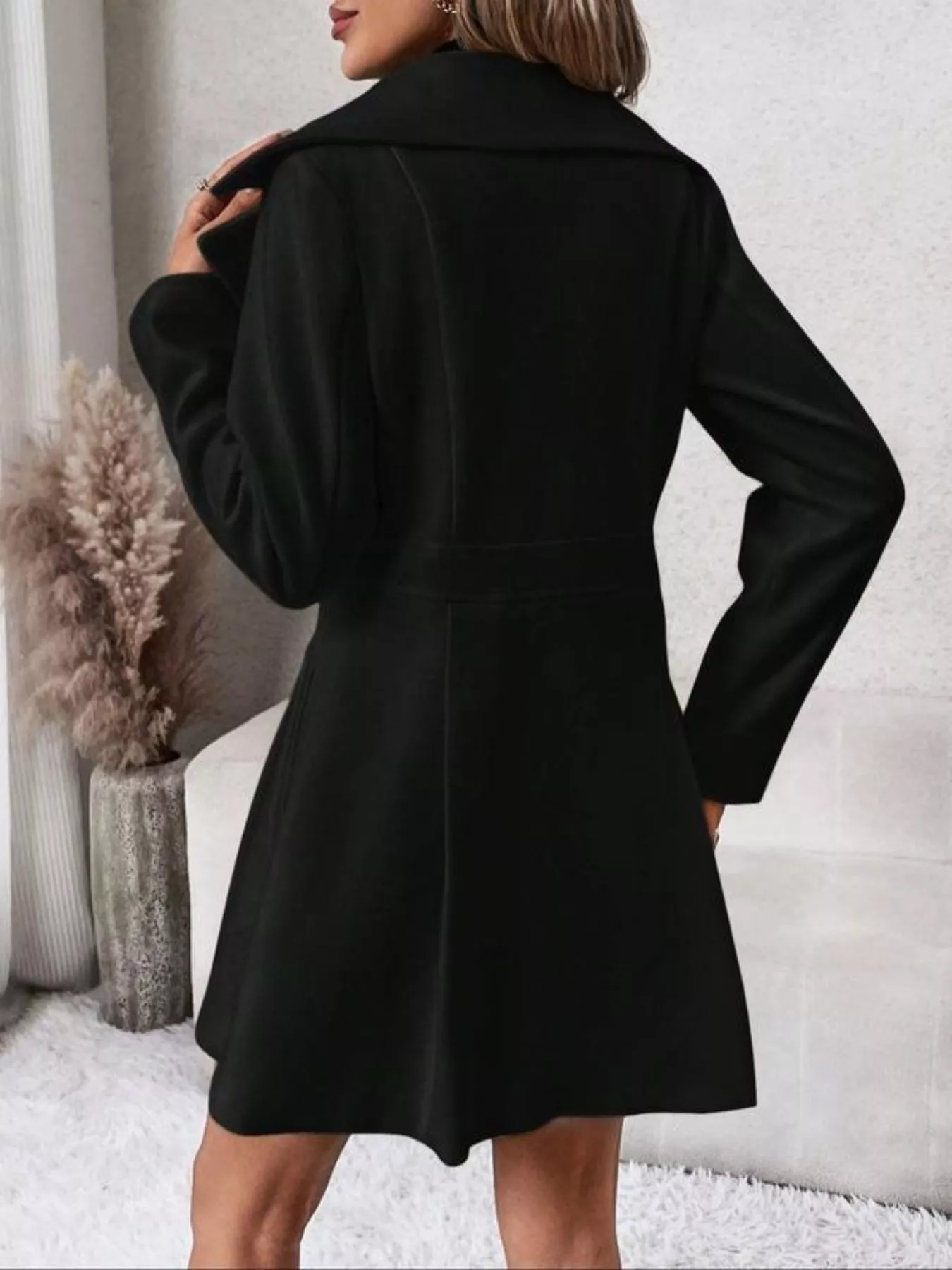 Double-Breasted Wool Blend Coat - Image 5