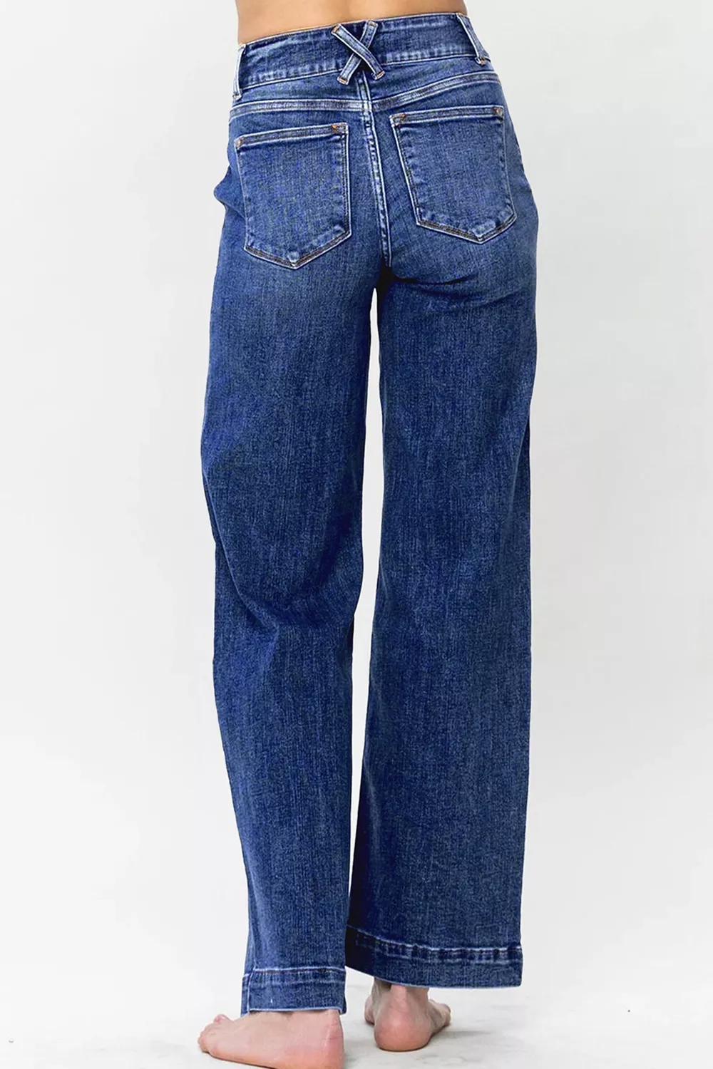Double Button Zip Fly Straight Leg Jeans - Image 7