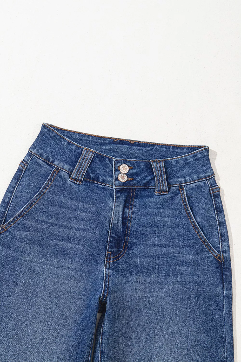 Double Button Zip Fly Straight Leg Jeans - Image 8