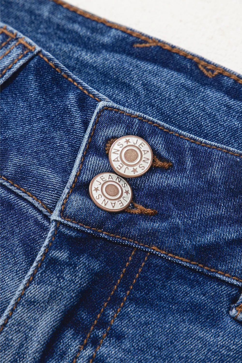 Double Button Zip Fly Straight Leg Jeans - Image 9